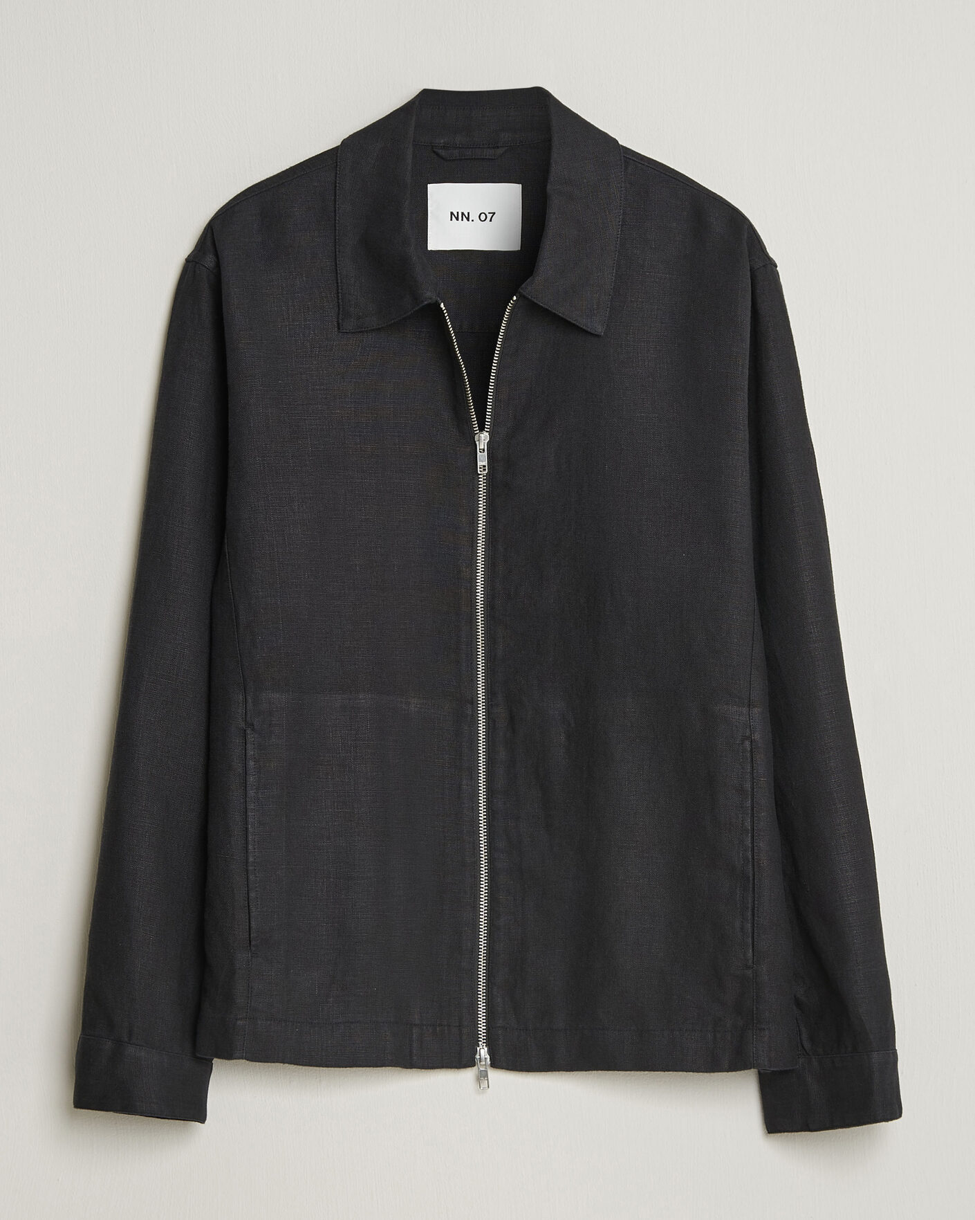 Herren | Hemden | NN07 | Alban Linen Full Zip Overshirt Black