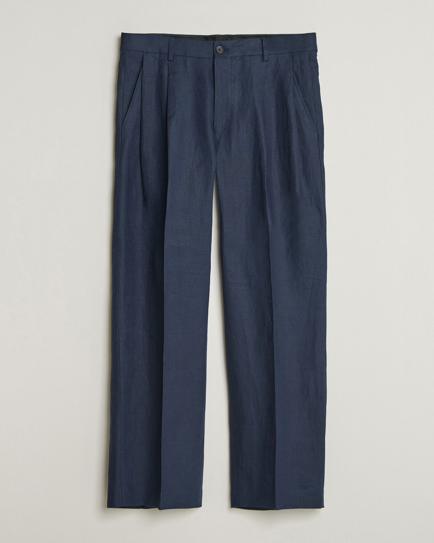 Herren | Hosen | NN07 | Justin Linen Double Pleated Trousers Navy Blue