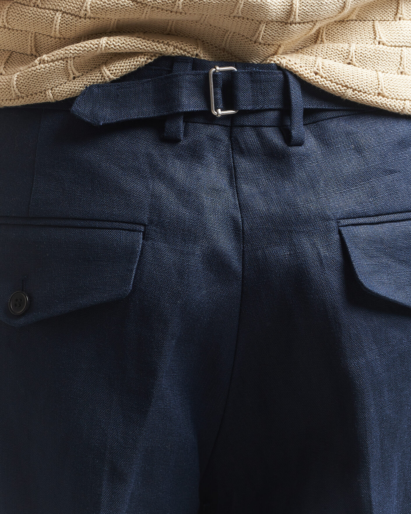 Herren | Hosen | NN07 | Justin Linen Double Pleated Trousers Navy Blue