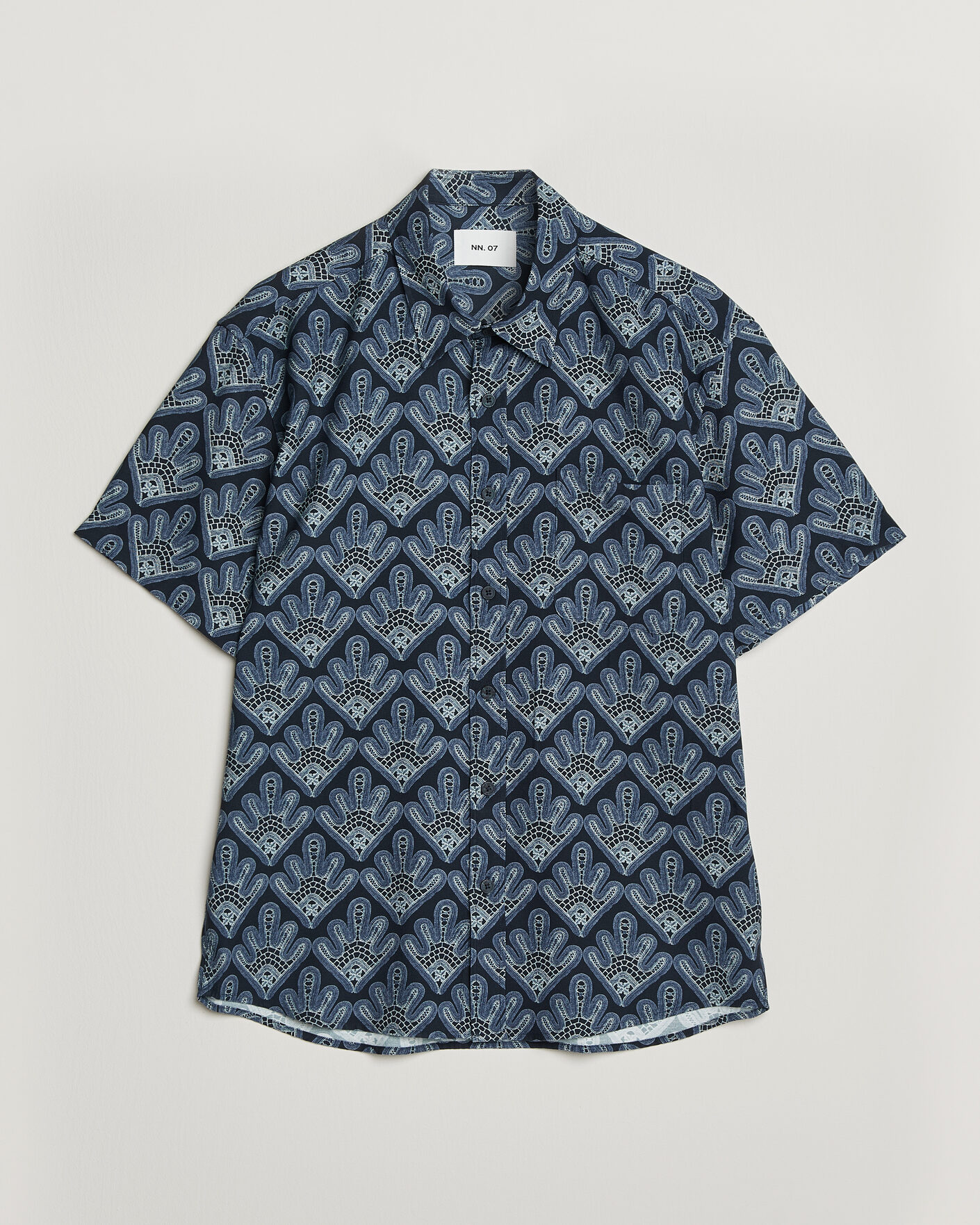 Herren |  | NN07 | Deon Printed Short Sleeve Shirt Navy Blue
