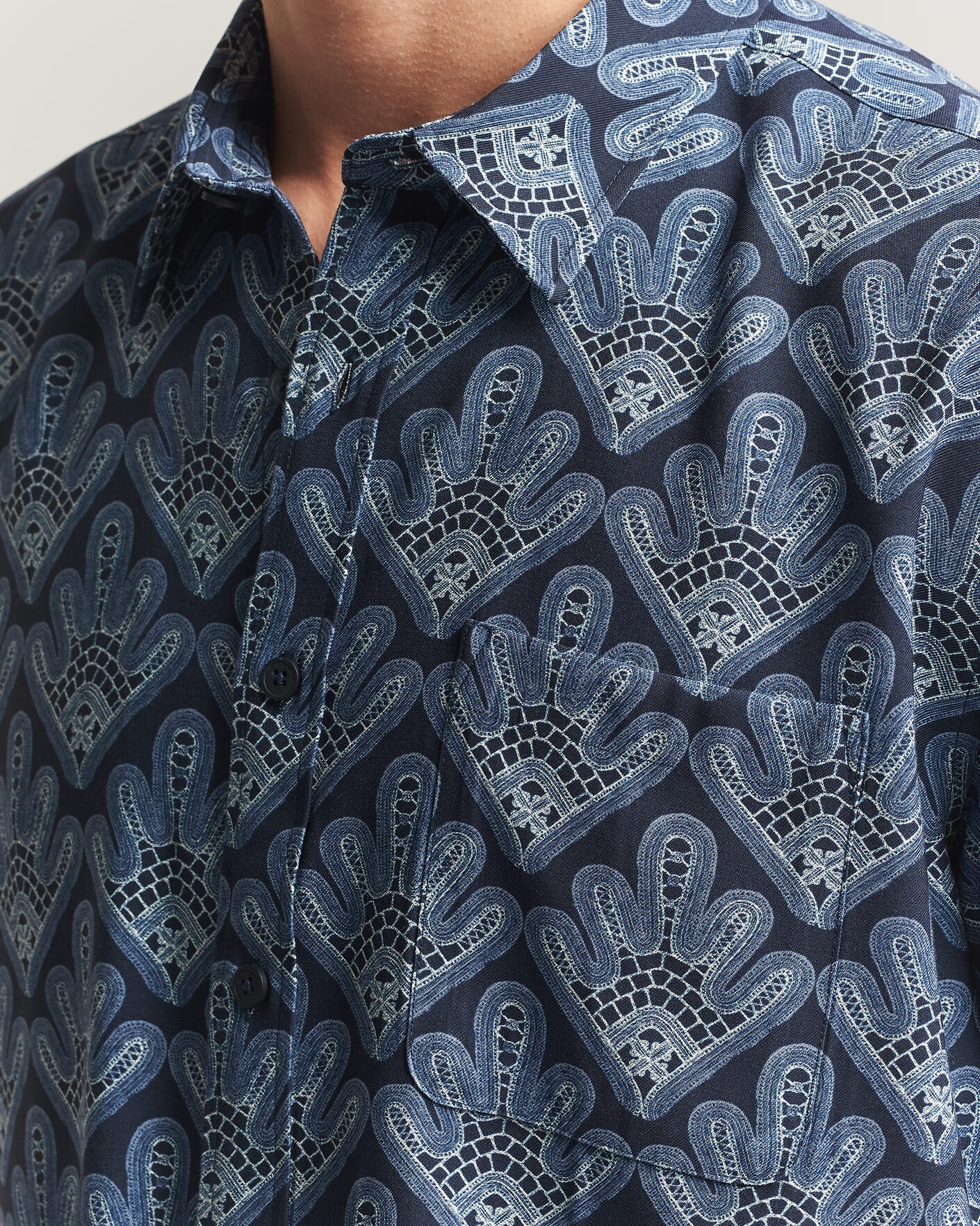 Herren | Hemden | NN07 | Deon Printed Short Sleeve Shirt Navy Blue