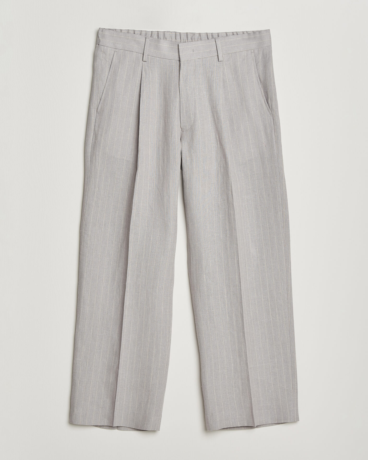 Herren | Hosen | NN07 | Kay Pinstriped Pleated Linen Trousers Grey
