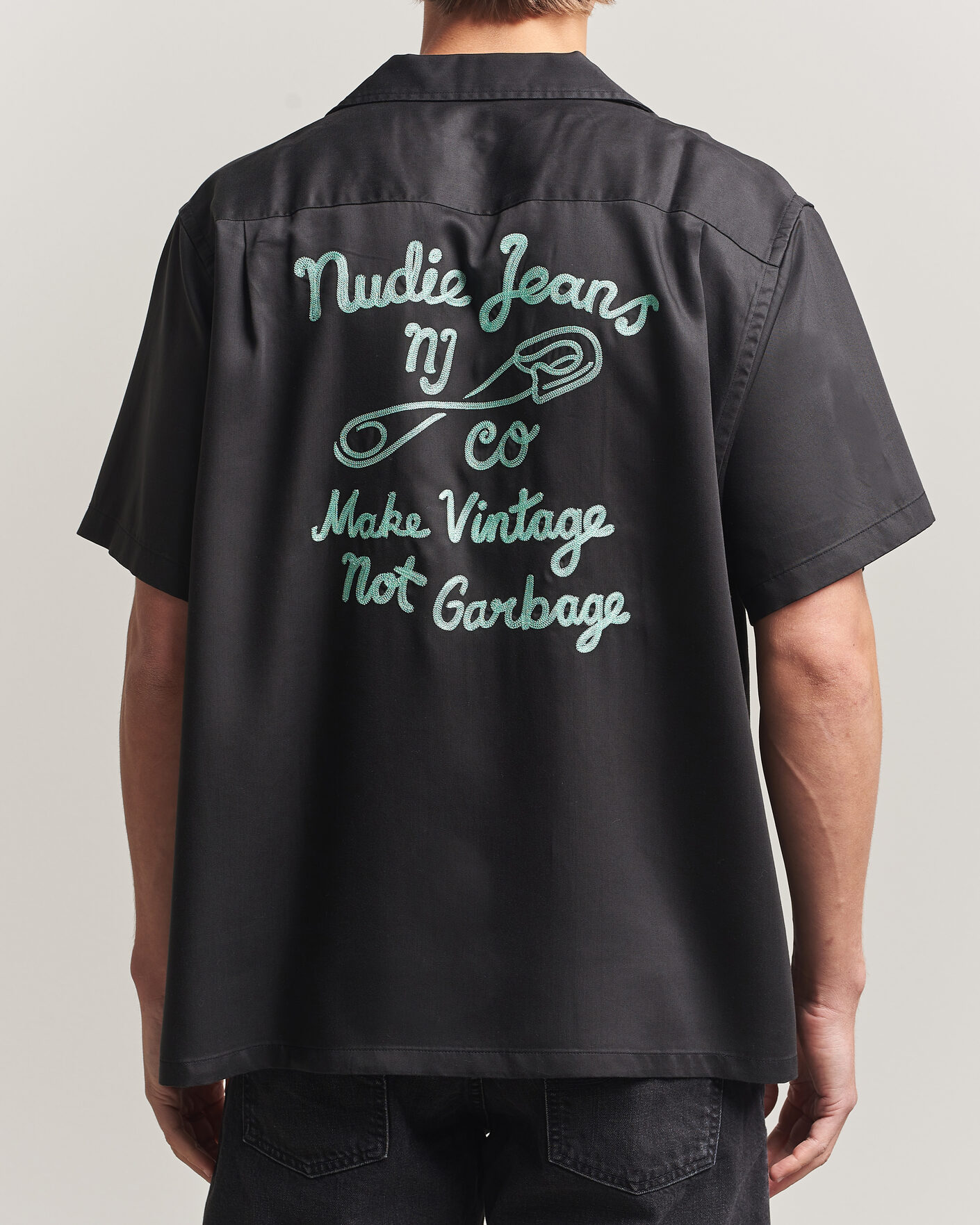Herren | Hemden | Nudie Jeans | Arthur Bowling Shirt Saftey Pi Black