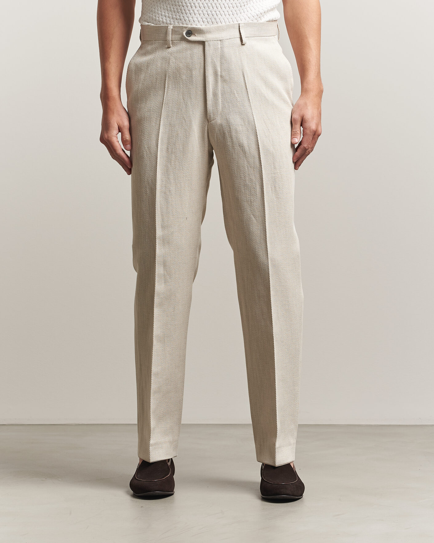 Herren | Hosen | Oscar Jacobson | Dell Cotton/Linen Trousers Off White