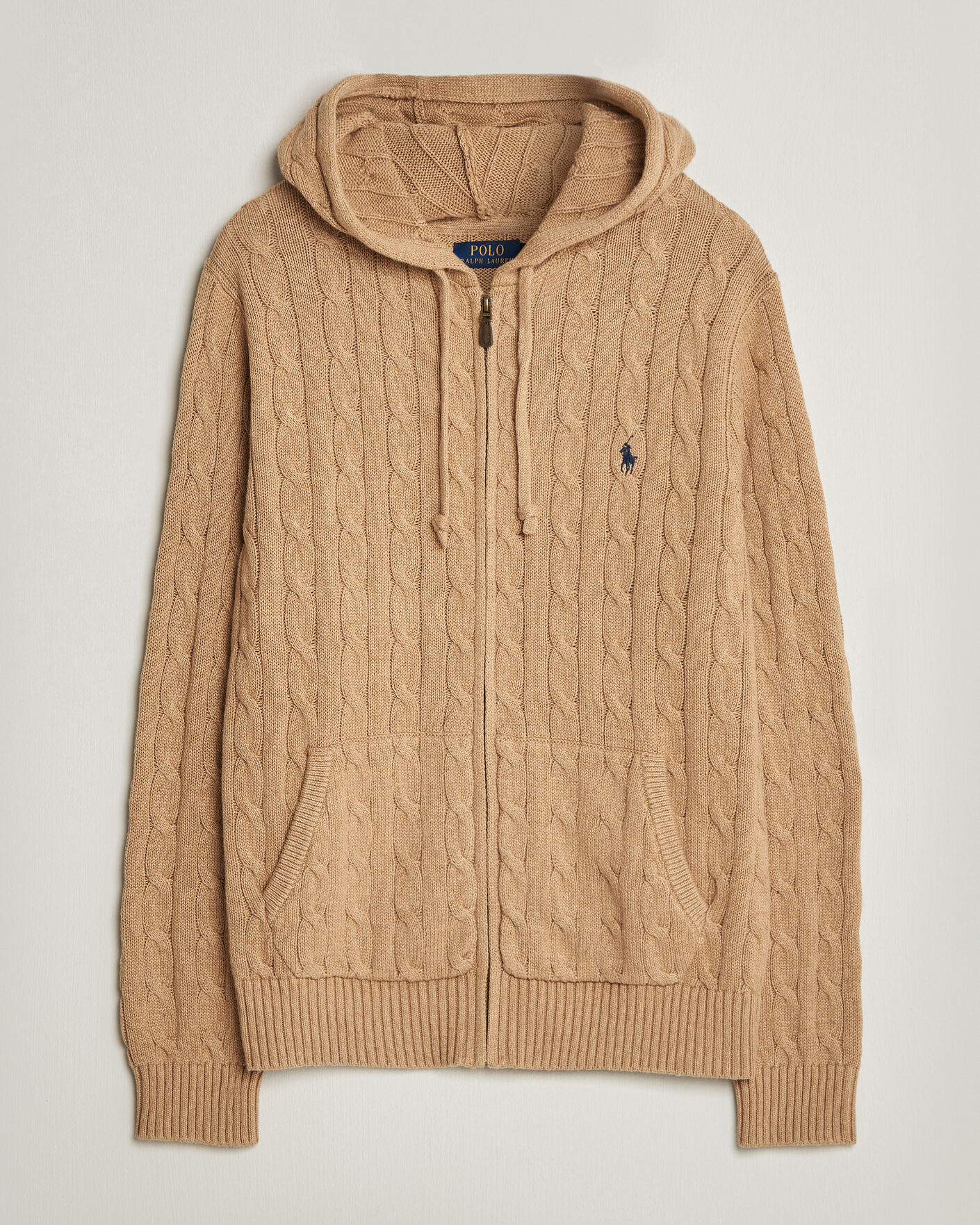 Herren | Pullover | Polo Ralph Lauren | Knitted Full Zip Sweater Camel Melange