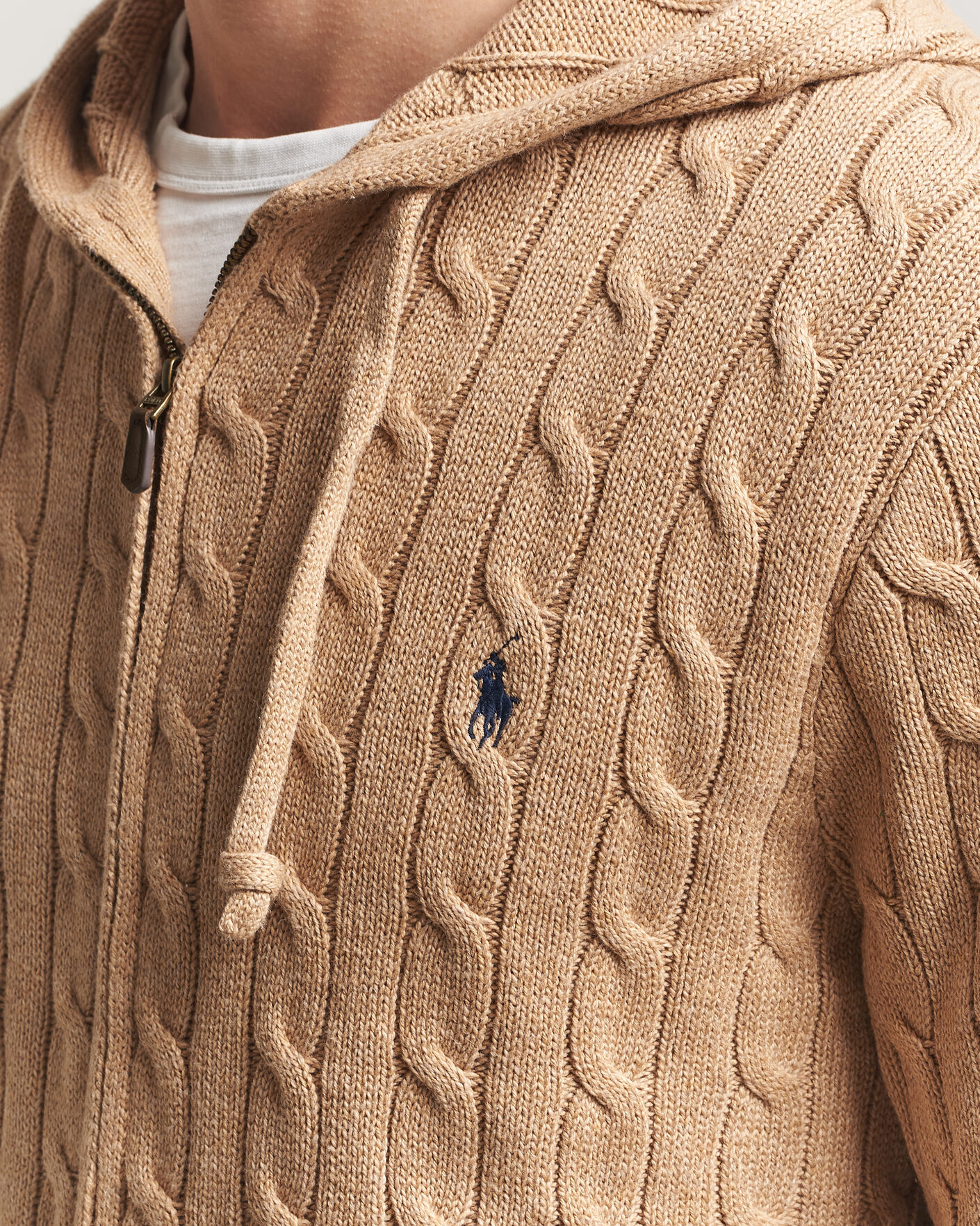 Herren | Pullover | Polo Ralph Lauren | Knitted Full Zip Sweater Camel Melange
