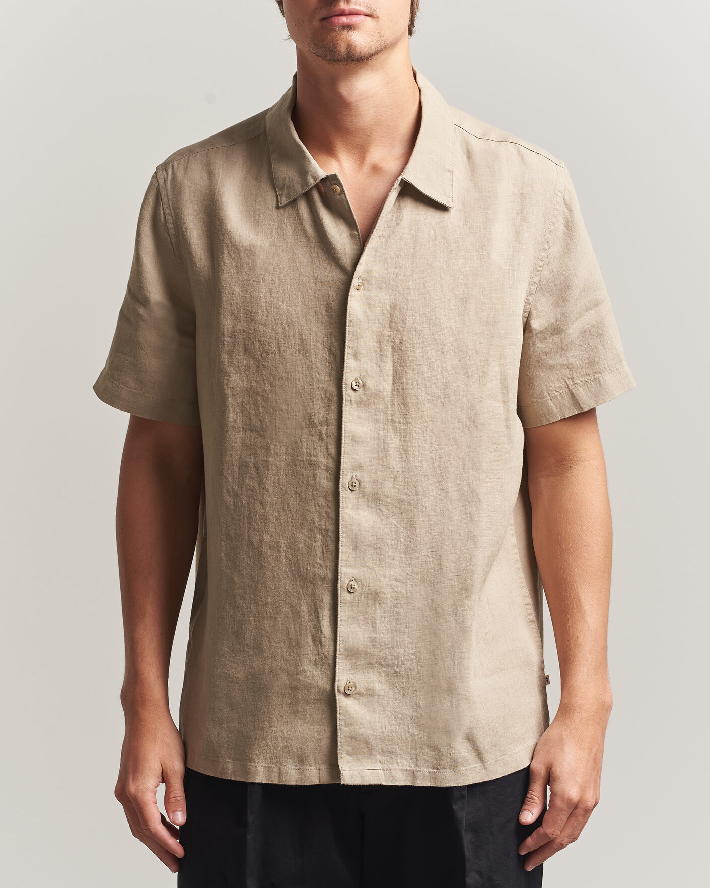 Herren | Hemden | Samsøe Samsøe | Avan Linen Short Sleeve Shirt Aluminum