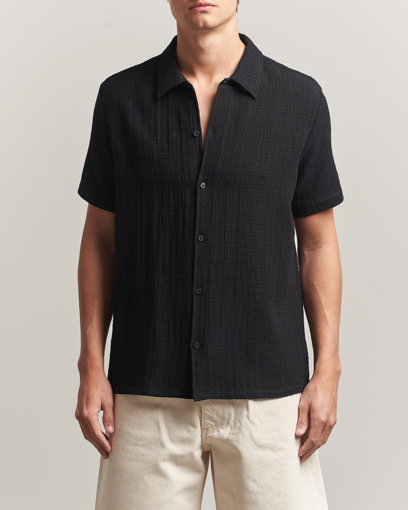 Herren | Hemden | Samsøe Samsøe | Avan Structured Short Sleeve Shirt Black