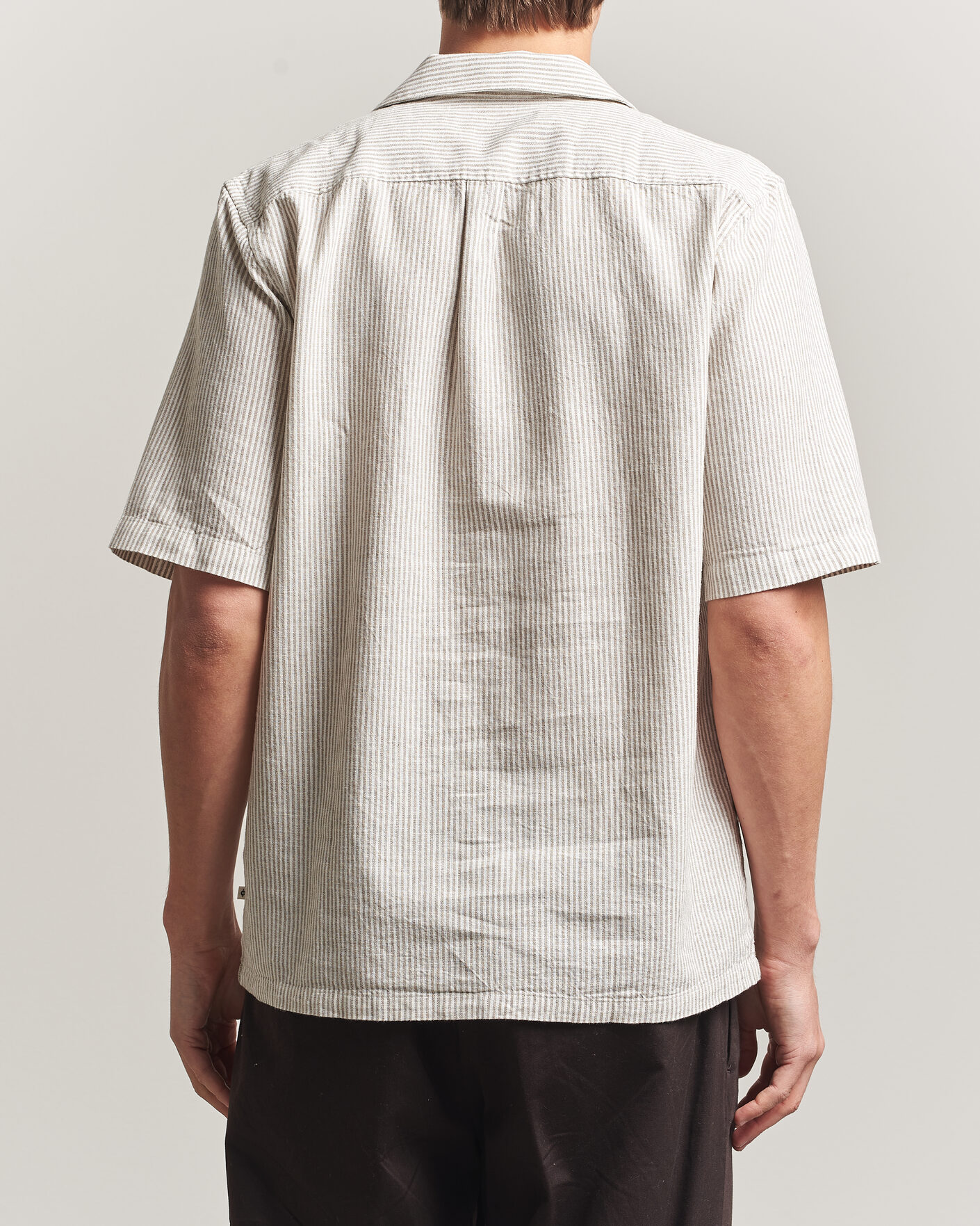 Herren | Hemden | Samsøe Samsøe | Oscar Linen/Cotton Striped Short Sleeve Shirt Aluminum