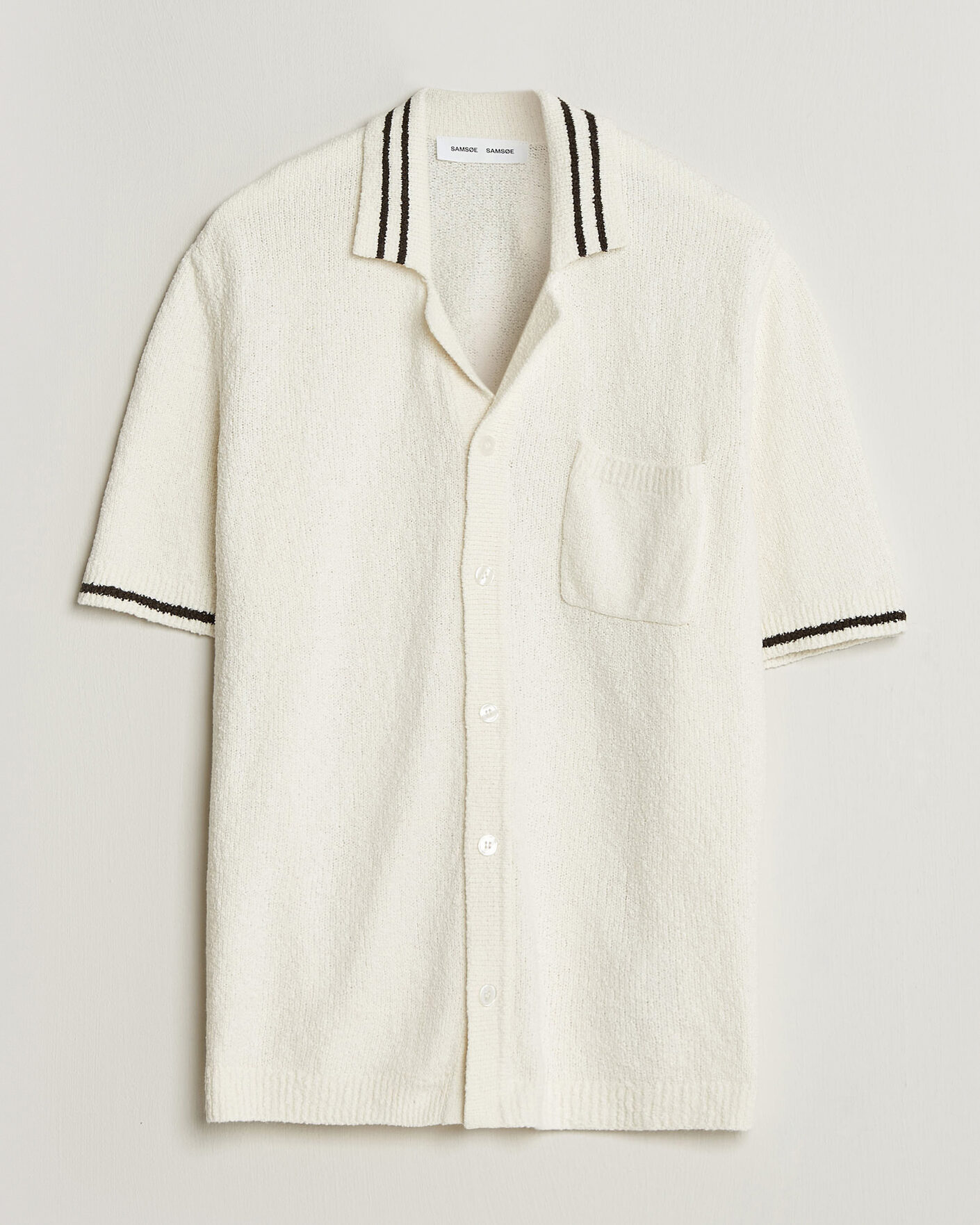 Herren | Hemden | Samsøe Samsøe | Pedro Knitted Short Sleeve Shirt Clear Cream