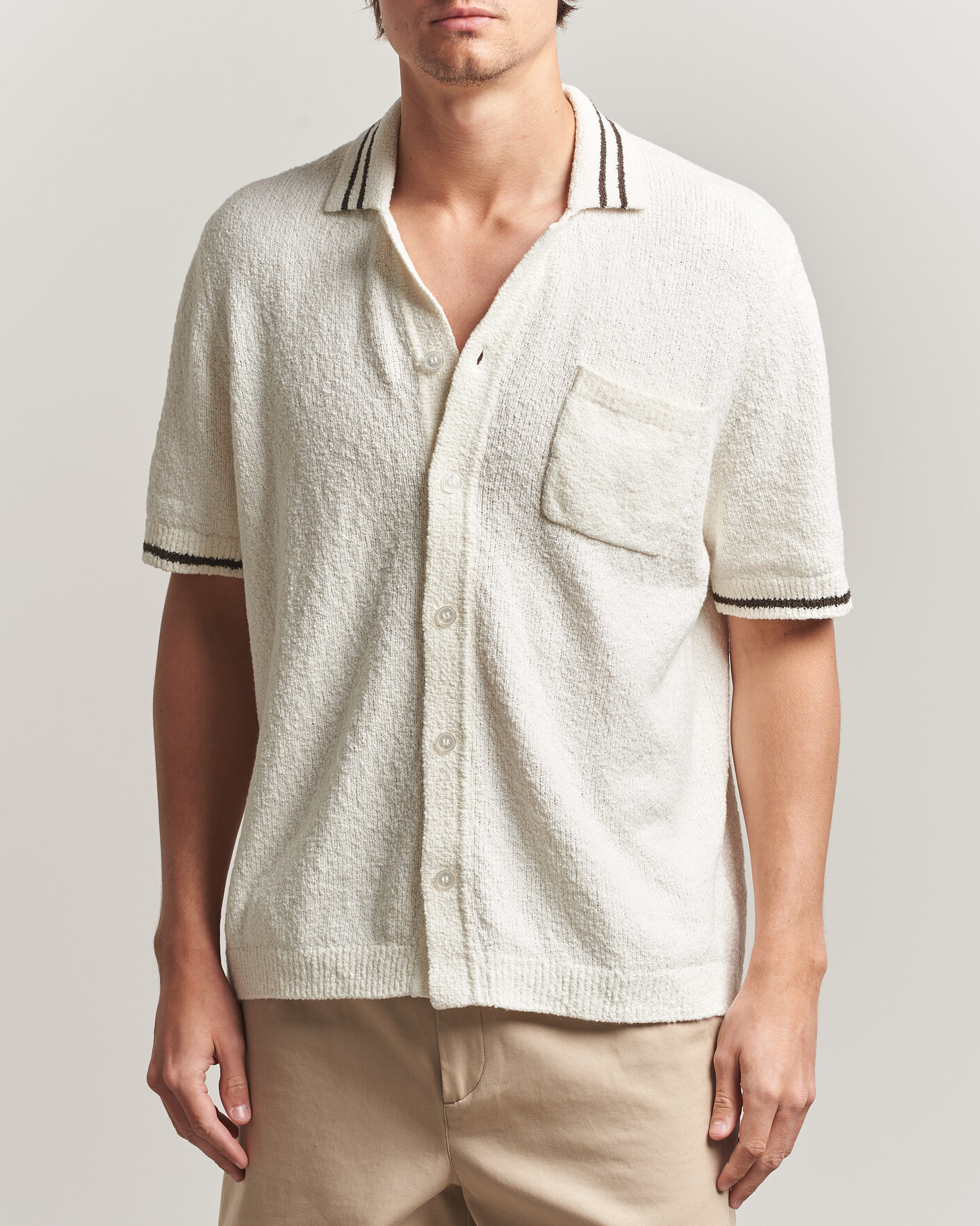 Herren | Hemden | Samsøe Samsøe | Pedro Knitted Short Sleeve Shirt Clear Cream