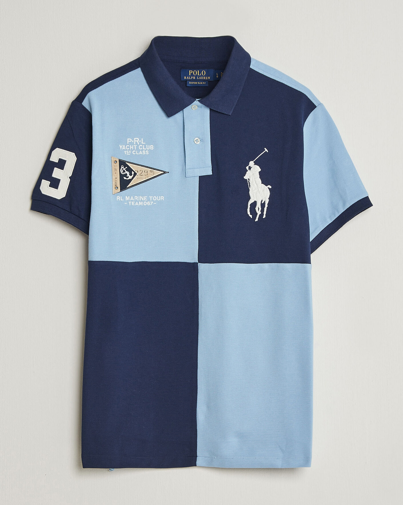 Herren | Poloshirts | Polo Ralph Lauren | Custom Slim Rugby Block Polo NPT Navy/Powder Blue