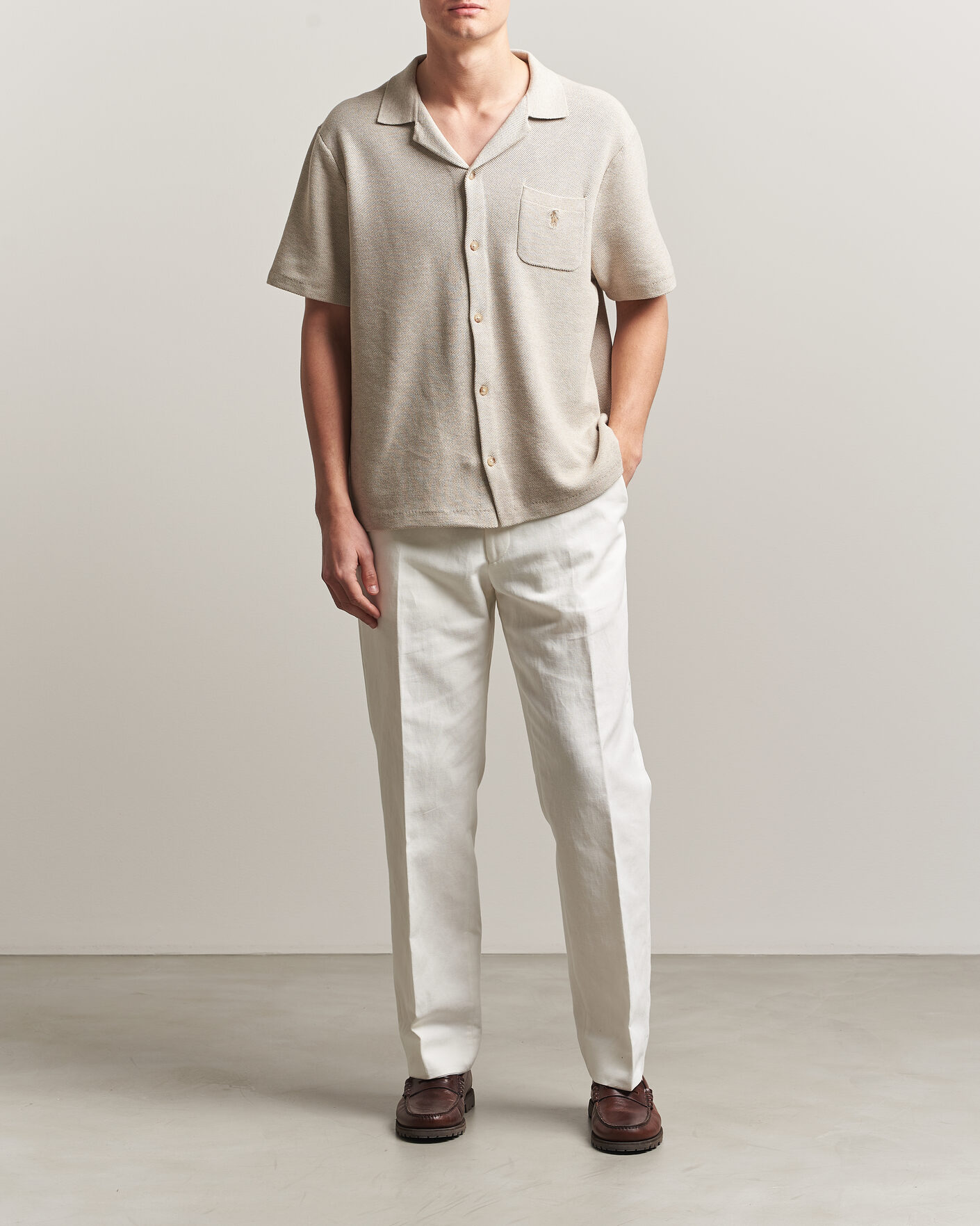 Herren | Hemden | Polo Ralph Lauren | Textured Camp Collar Cardigan Light Walnut Brown