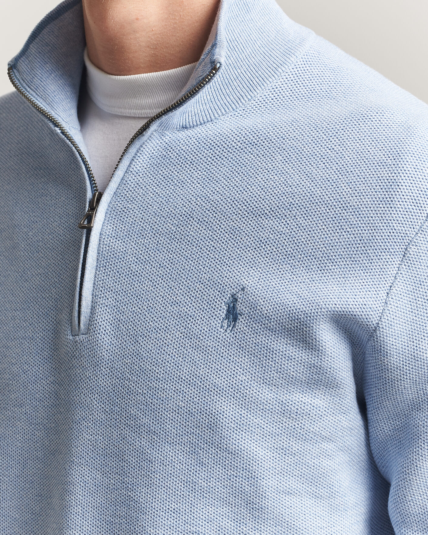 Herren | Pullover | Polo Ralph Lauren | Textued Half-Zip Blue Hyacinth Heather