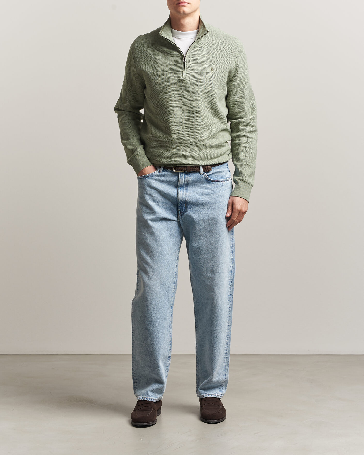 Herren | Pullover | Polo Ralph Lauren | Textued Half-Zip Fern Green Heather