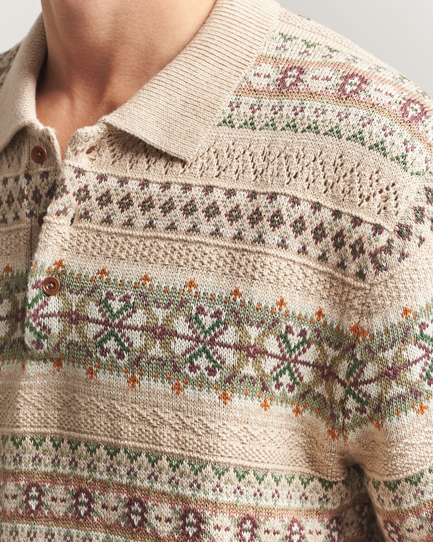 Herren | Pullover | Polo Ralph Lauren | Cotton/Linen Fairisle Polo Tan Combo