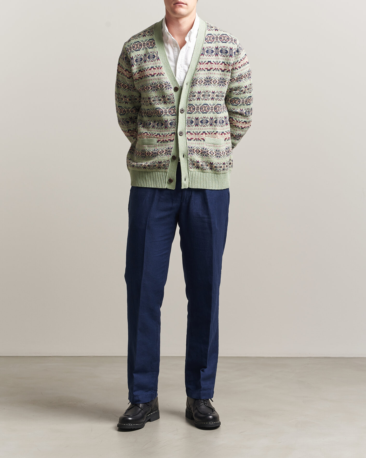 Herren | Pullover | Polo Ralph Lauren | Cotton/Linen Fairisle Cardigan Green Combo