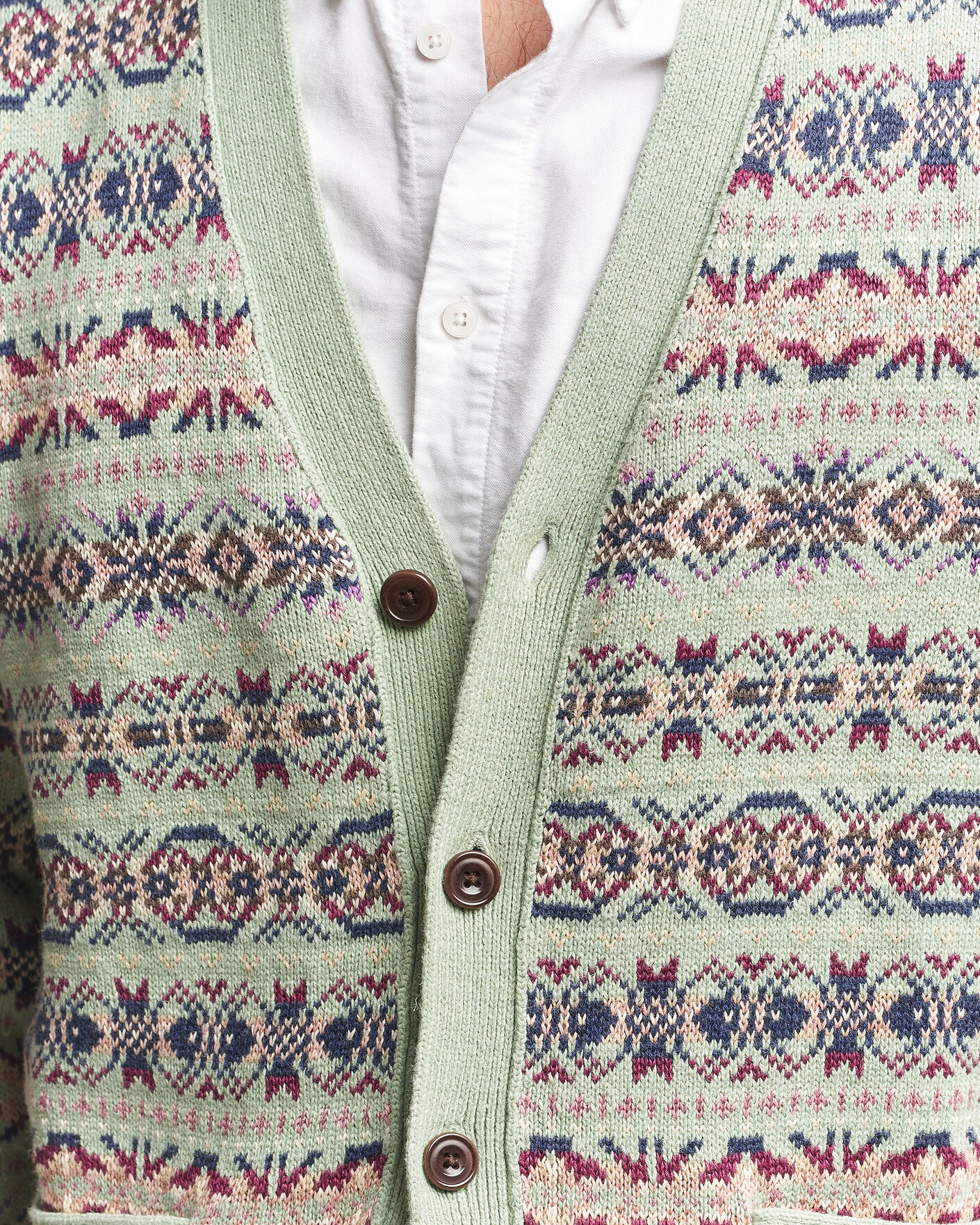 Herren | Pullover | Polo Ralph Lauren | Cotton/Linen Fairisle Cardigan Green Combo