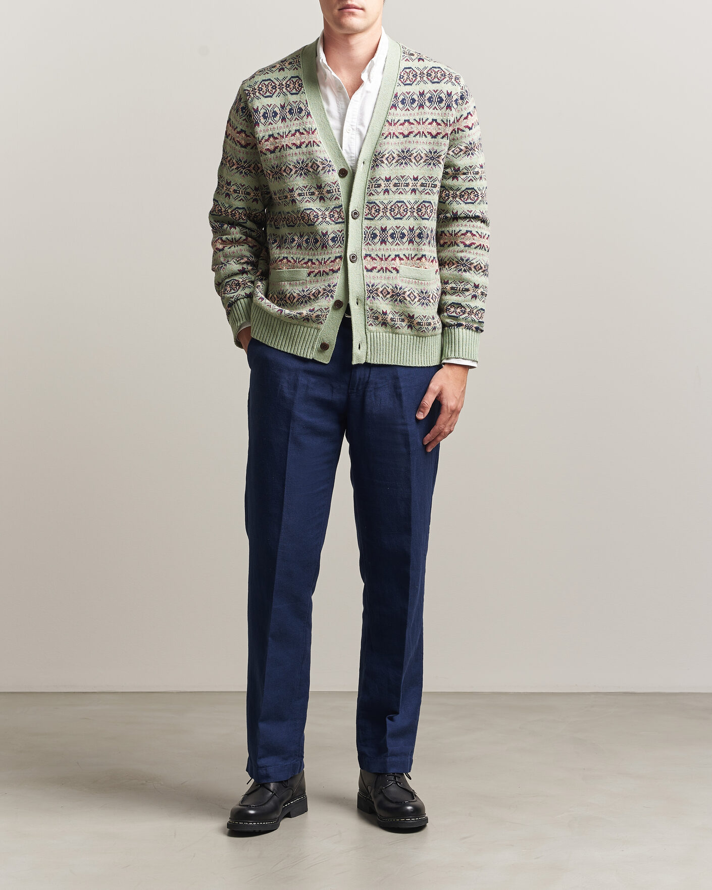 Herren | Hosen | Polo Ralph Lauren | Cotton/Linen Houndstooth Pants Newport Navy