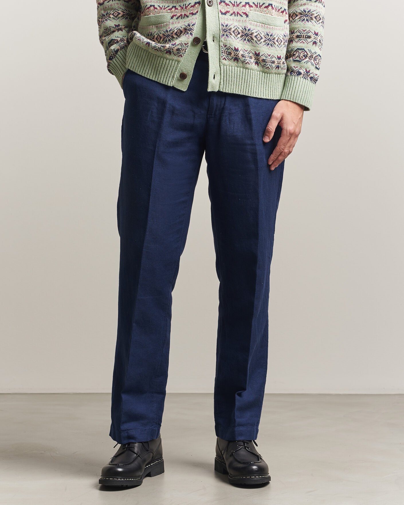 Herren | Hosen | Polo Ralph Lauren | Cotton/Linen Houndstooth Pants Newport Navy