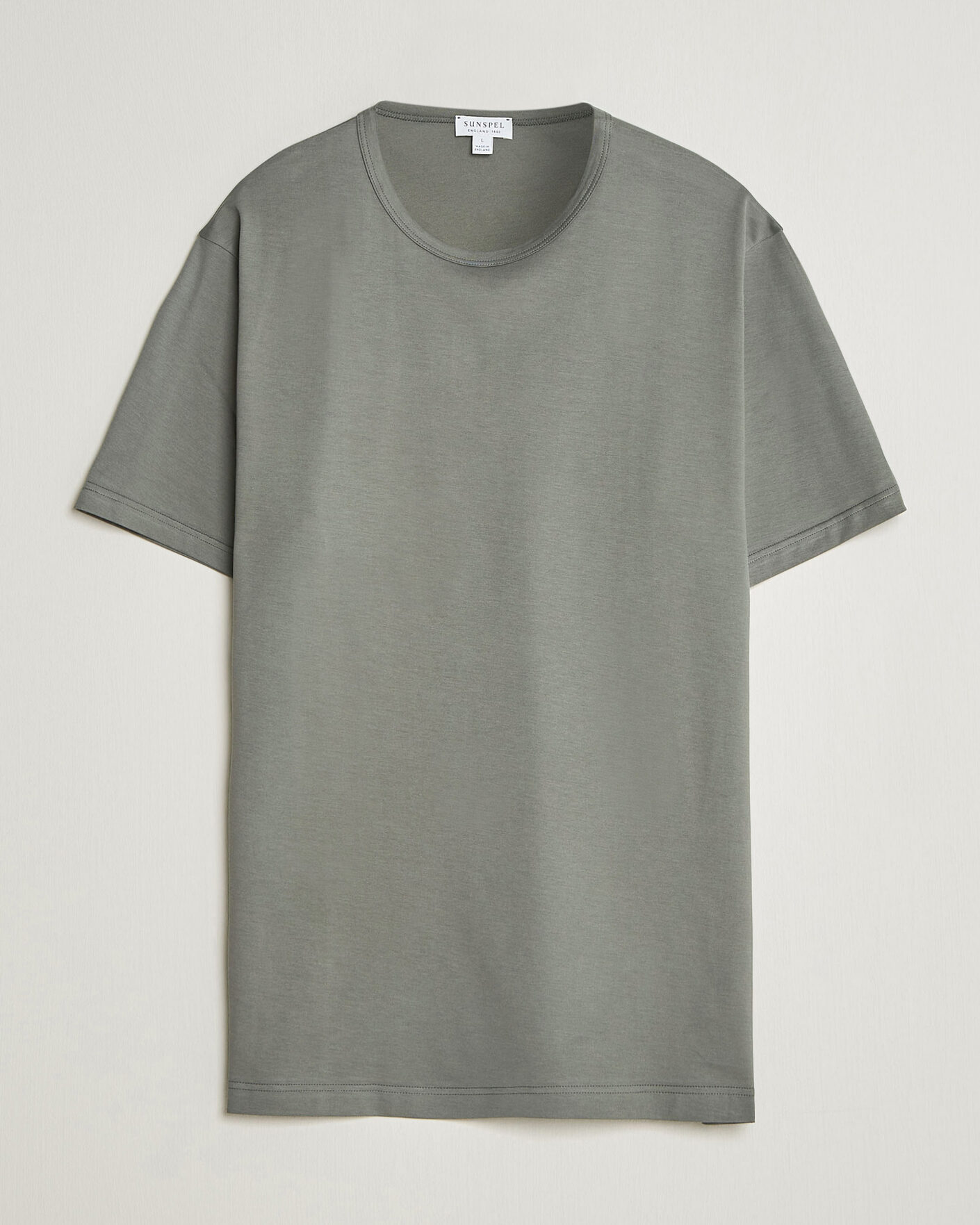 Herren | T-Shirts | Sunspel | Crew Neck Q82 Cotton T-Shirt Fossil Grey