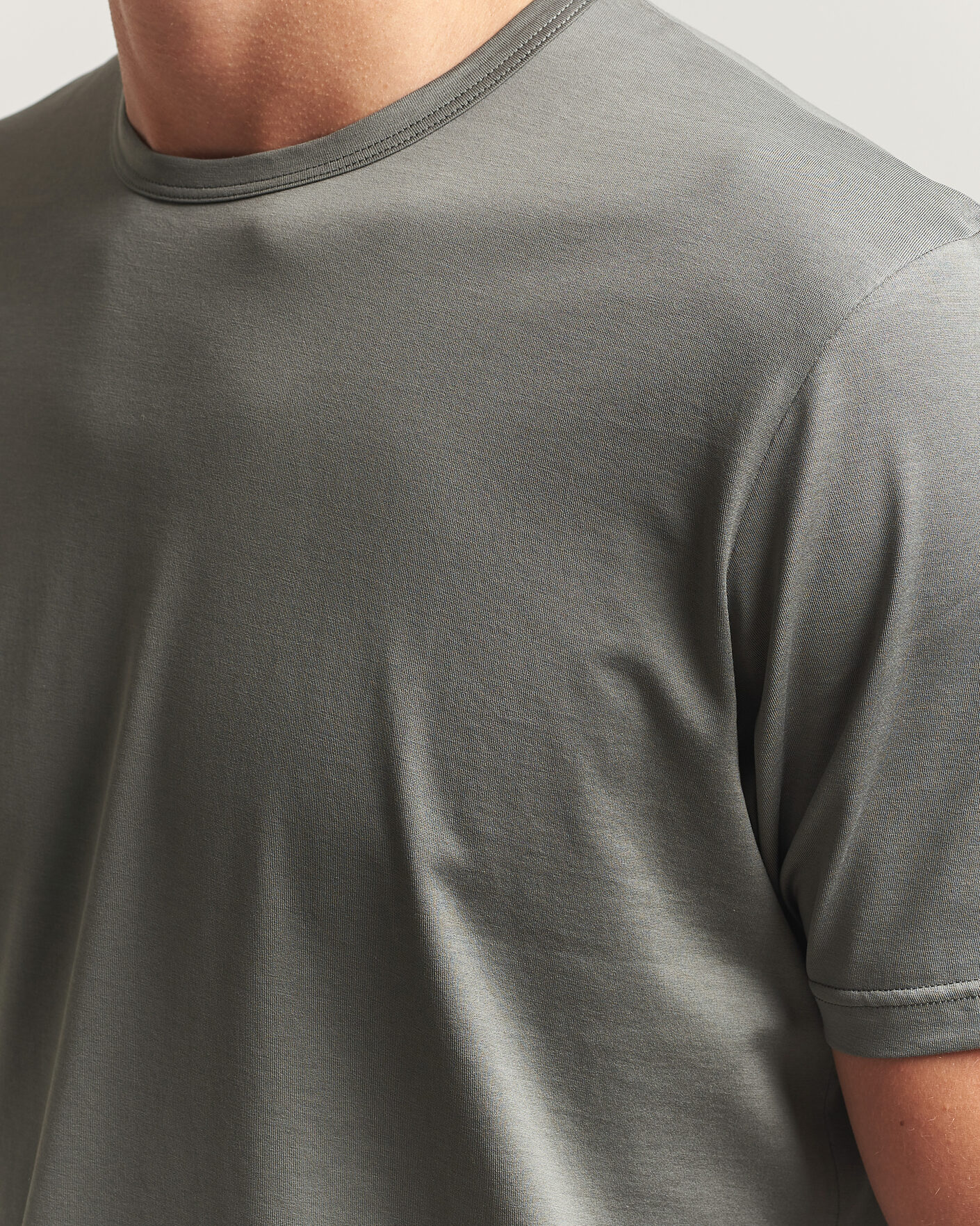 Herren | T-Shirts | Sunspel | Crew Neck Q82 Cotton T-Shirt Fossil Grey