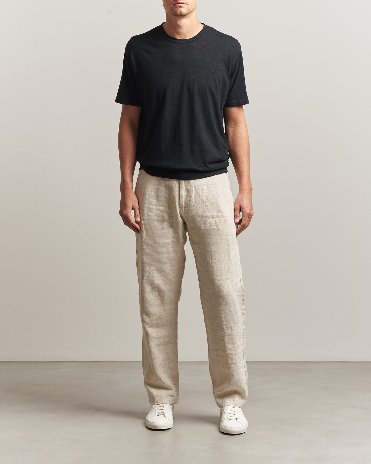 Herren | T-Shirts | Sunspel | Pima Cotton/Linen T-Shirt Black