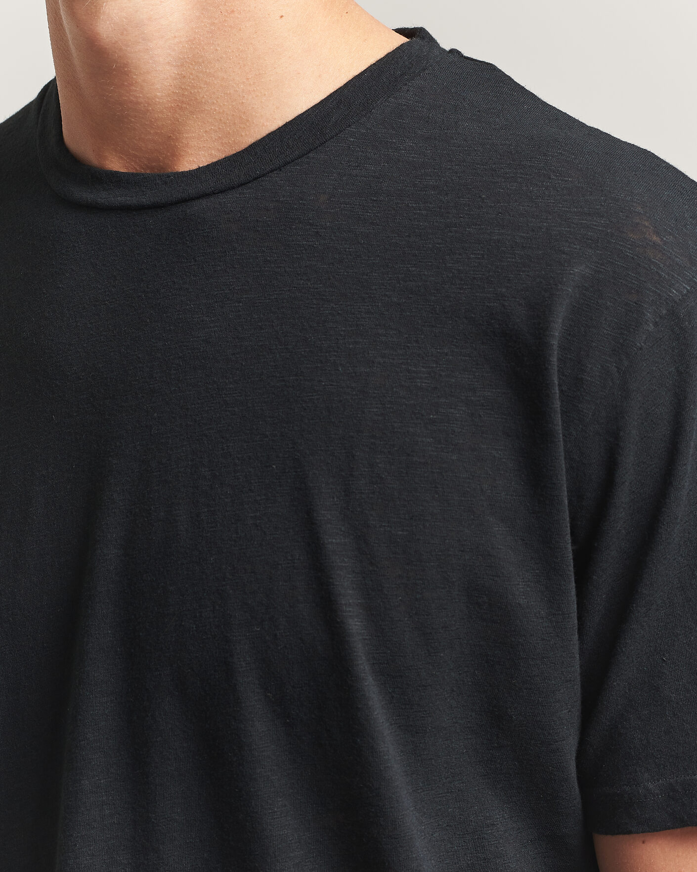 Herren | T-Shirts | Sunspel | Pima Cotton/Linen T-Shirt Black