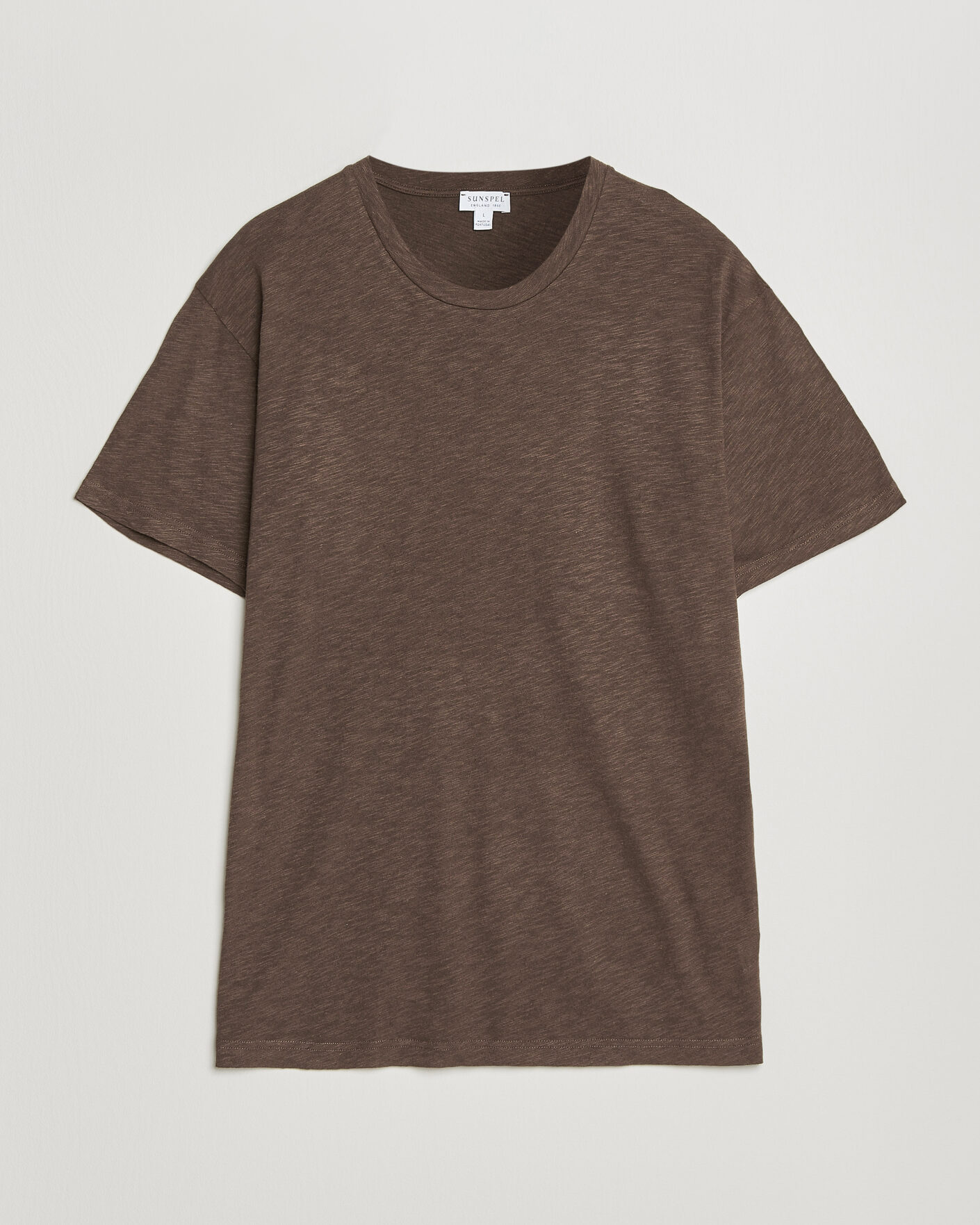 Herren | T-Shirts | Sunspel | Pima Cotton/Linen T-Shirt Dark Walnut