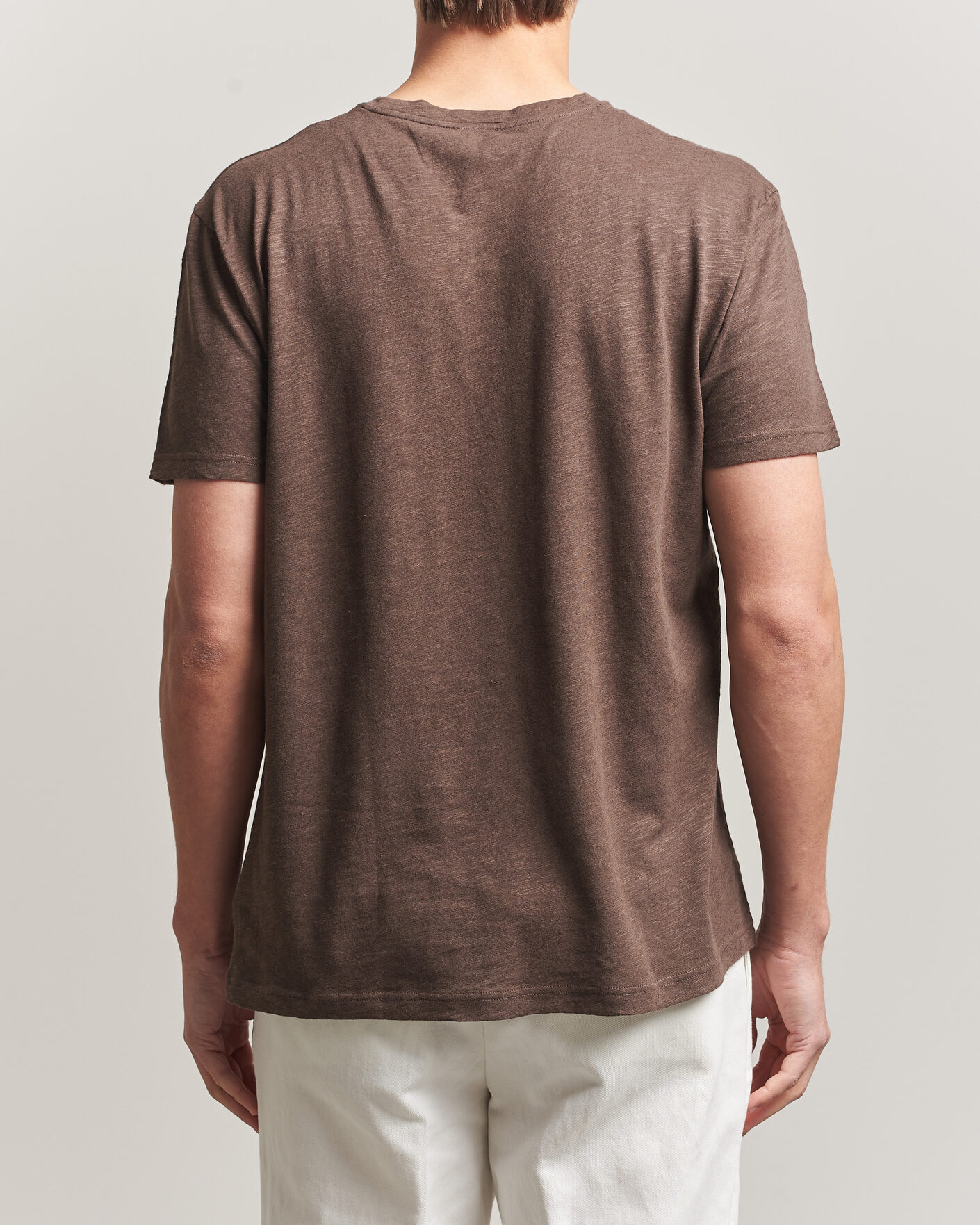 Herren | T-Shirts | Sunspel | Pima Cotton/Linen T-Shirt Dark Walnut