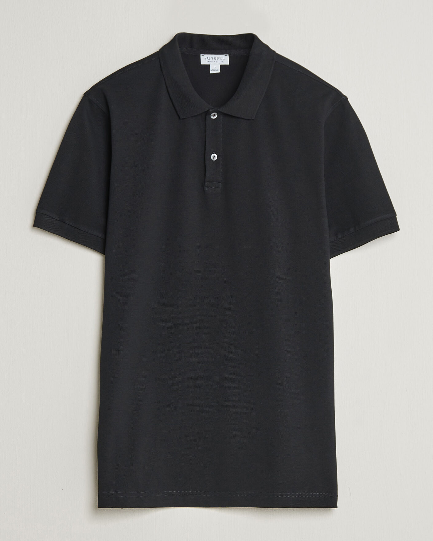Herren | Poloshirts | Sunspel | Short Sleeve Pique Polo Black