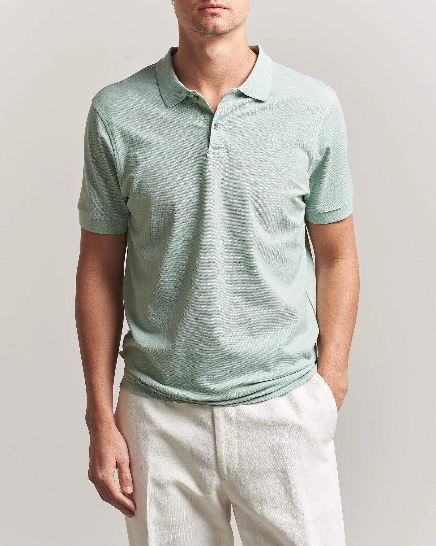 Herren | Poloshirts | Sunspel | Short Sleeve Pique Polo Laurel Green