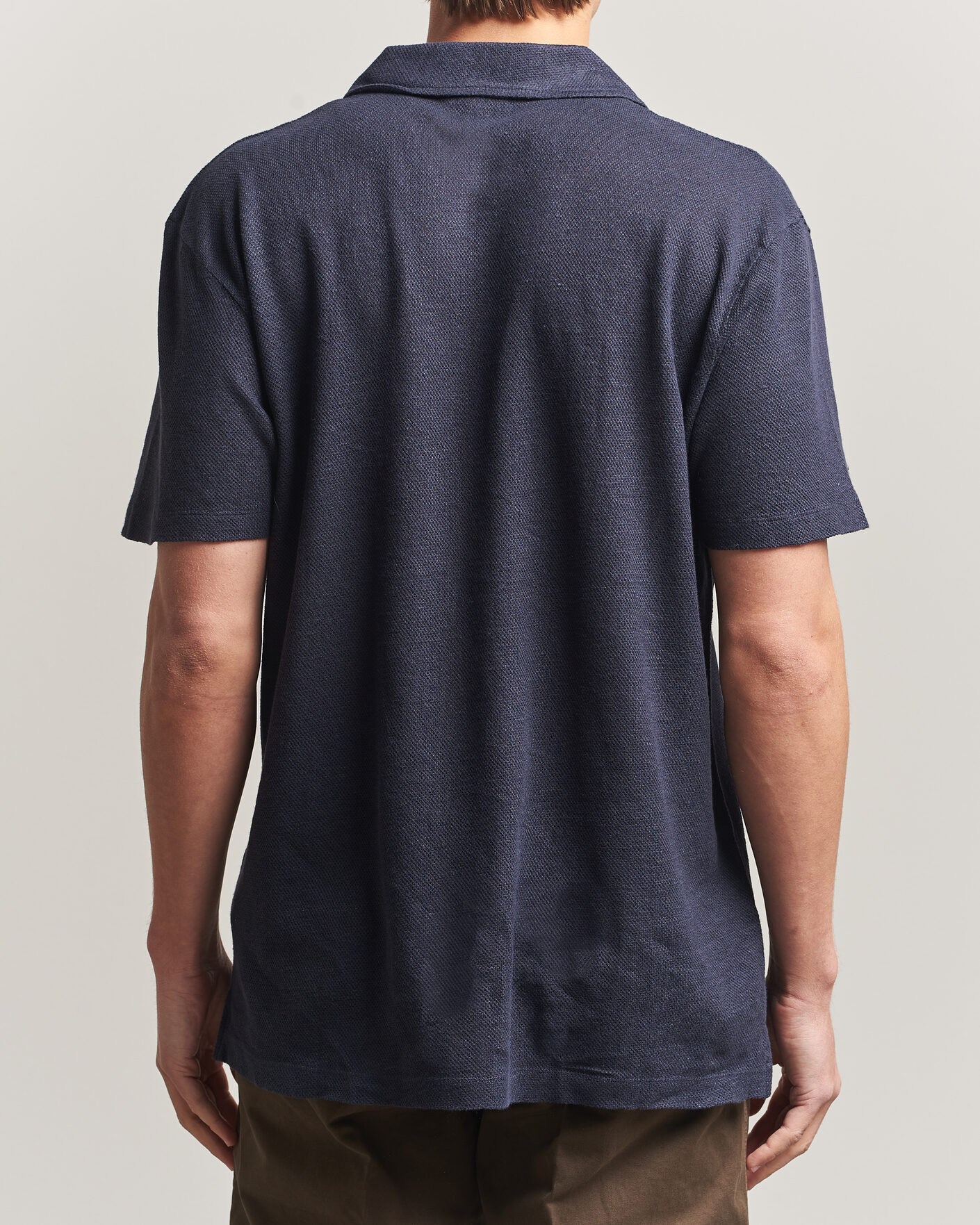 Herren | Poloshirts | Sunspel | Cotton/Linen Pique Polo Navy