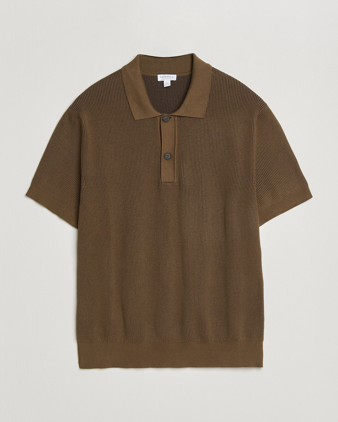 Herren | Poloshirts | Sunspel | Knitted Cotton Rib Polo Bronze