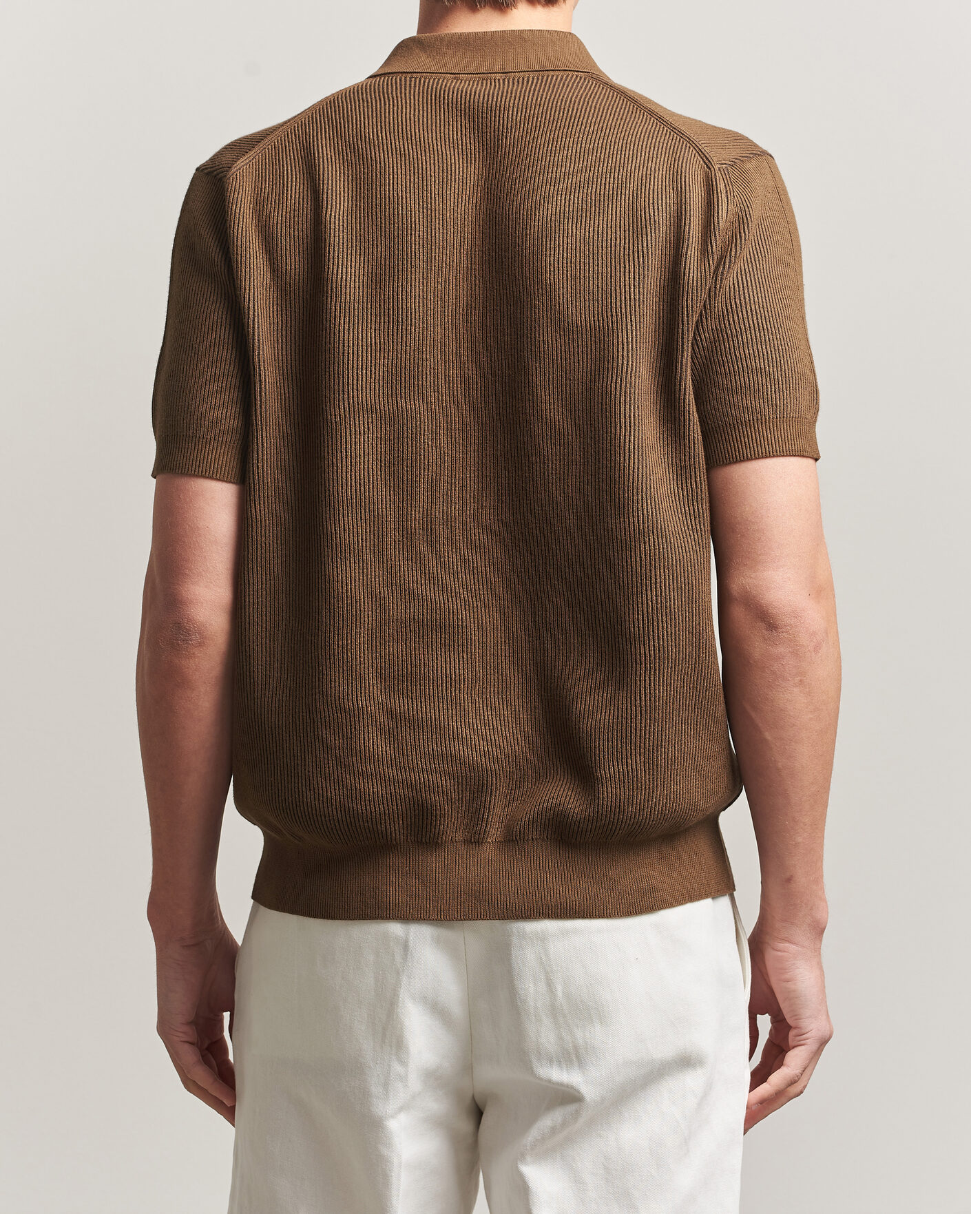 Herren | Poloshirts | Sunspel | Knitted Cotton Rib Polo Bronze