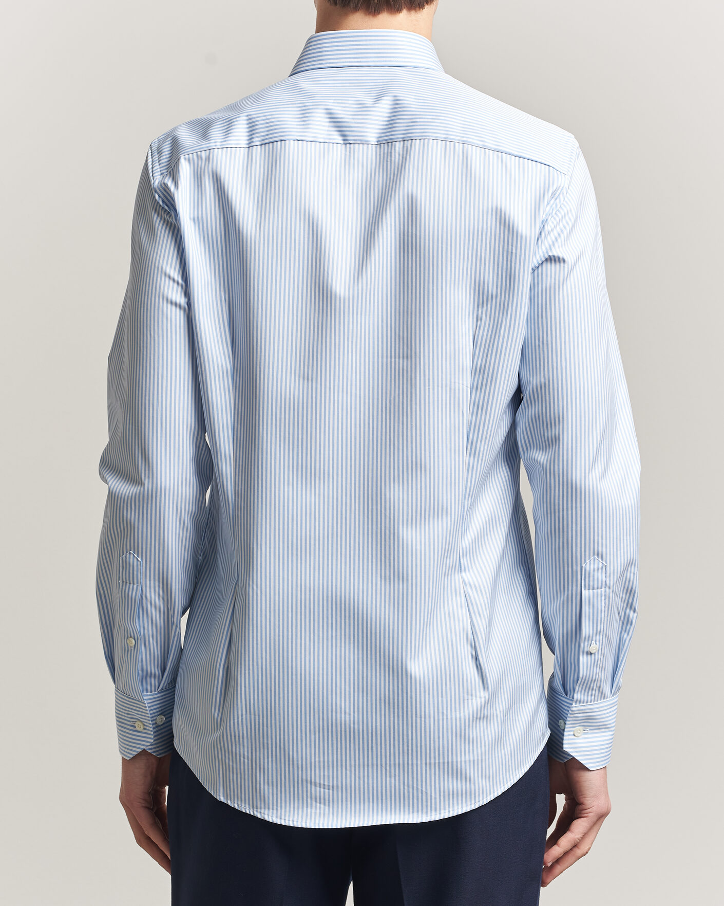 Herren | Hemden | Stenströms | Slimline Stripe Cut Away Shirt Light Blue