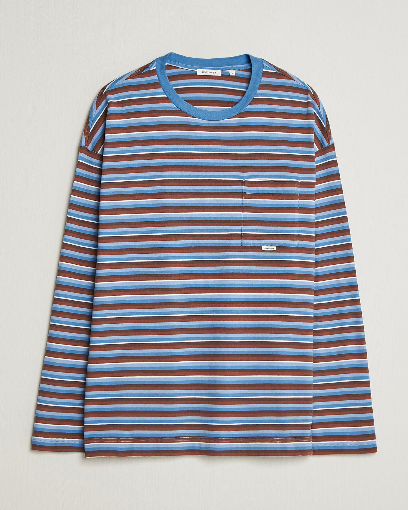 Herren | T-Shirts | Sunflower | Long Sleeve Pocket Tee Blue Stripe