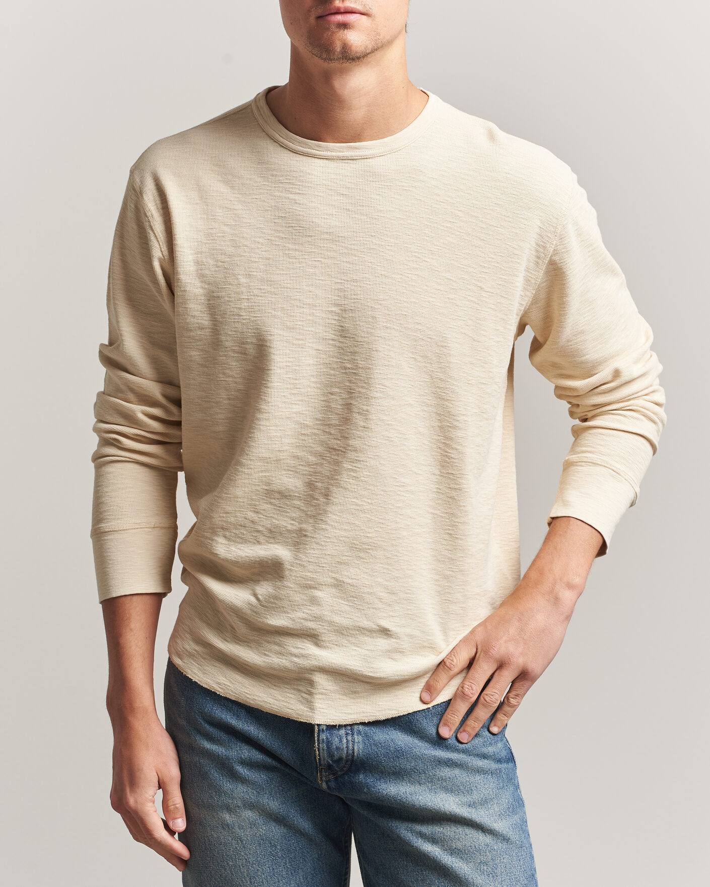 Herren | T-Shirts | Sunflower | Long Sleeve Waffle Tee Beige