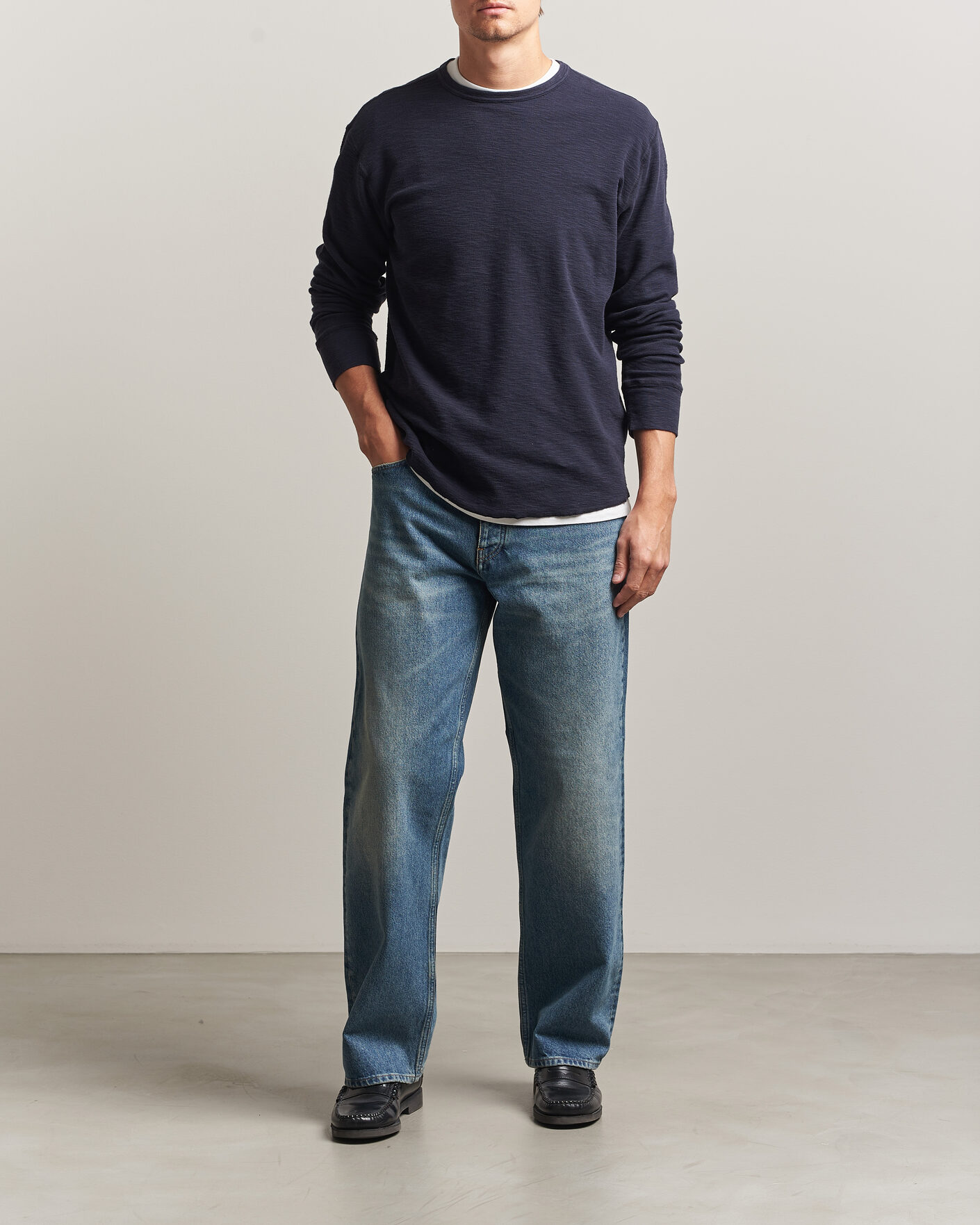Herren | T-Shirts | Sunflower | Long Sleeve Waffle Tee Navy
