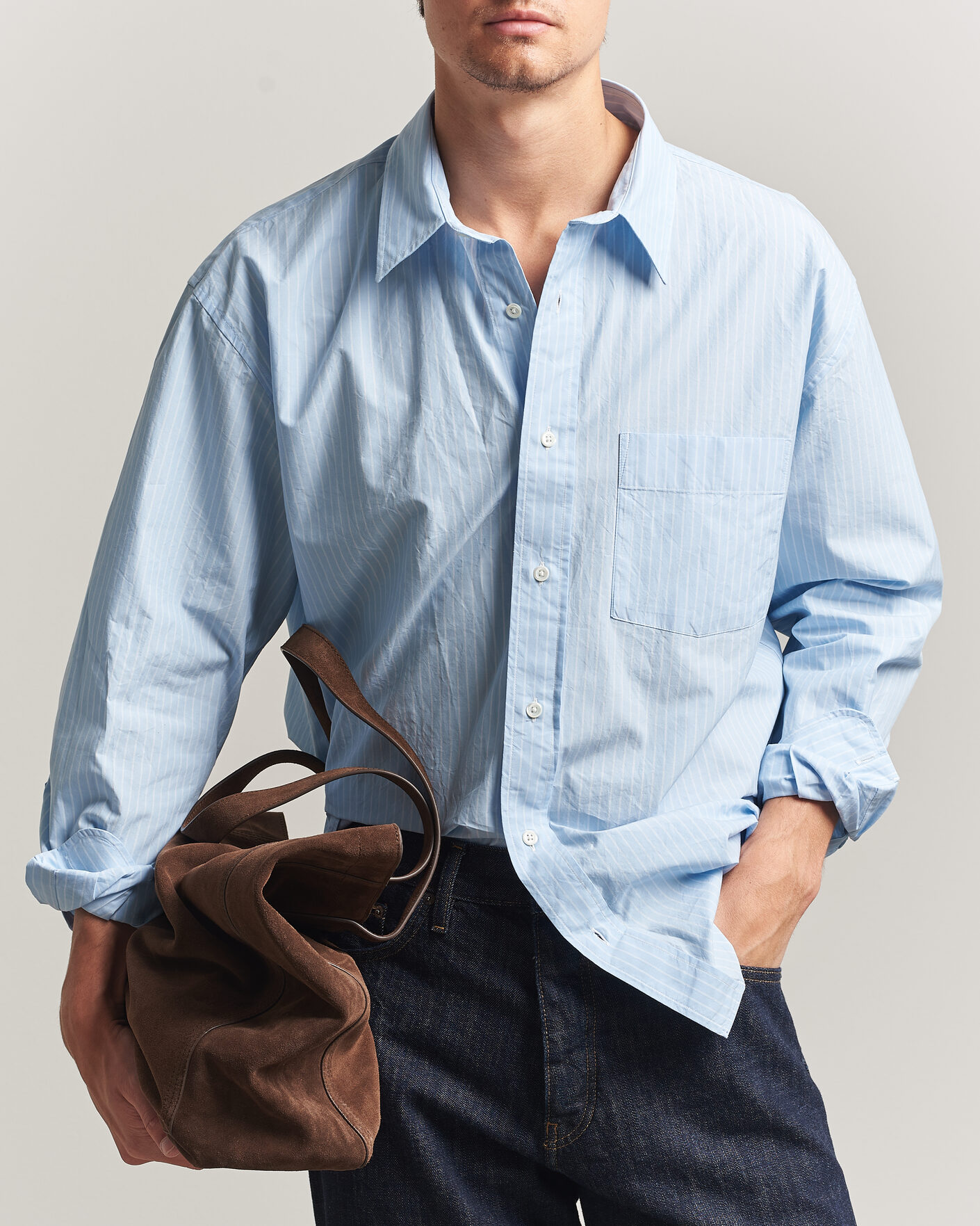 Herren | Hemden | Sunflower | New Base Shirt Light Blue Stripe