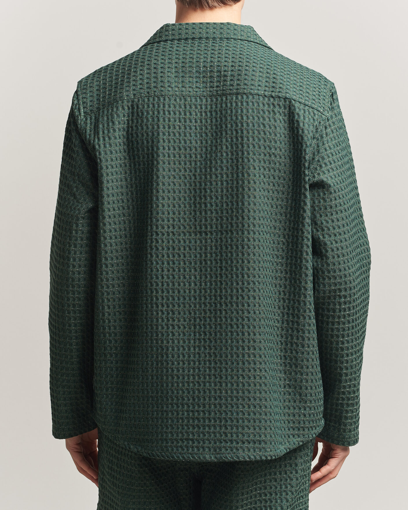Herren | Hemden | LES DEUX | Check Seersucker Overshirt Pine Green