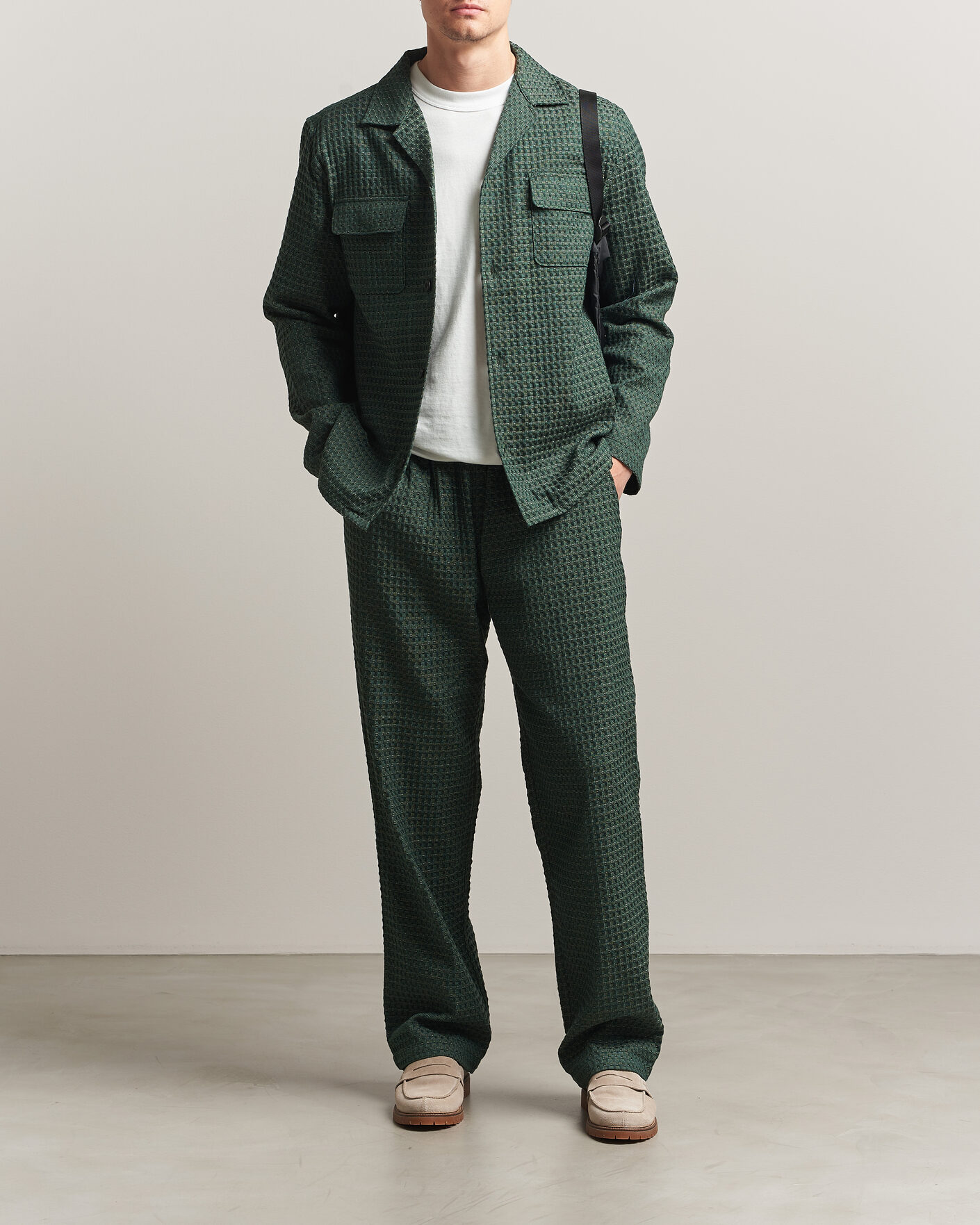 Herren | Hosen | LES DEUX | Check Seersucker Casual Pants Pine Green