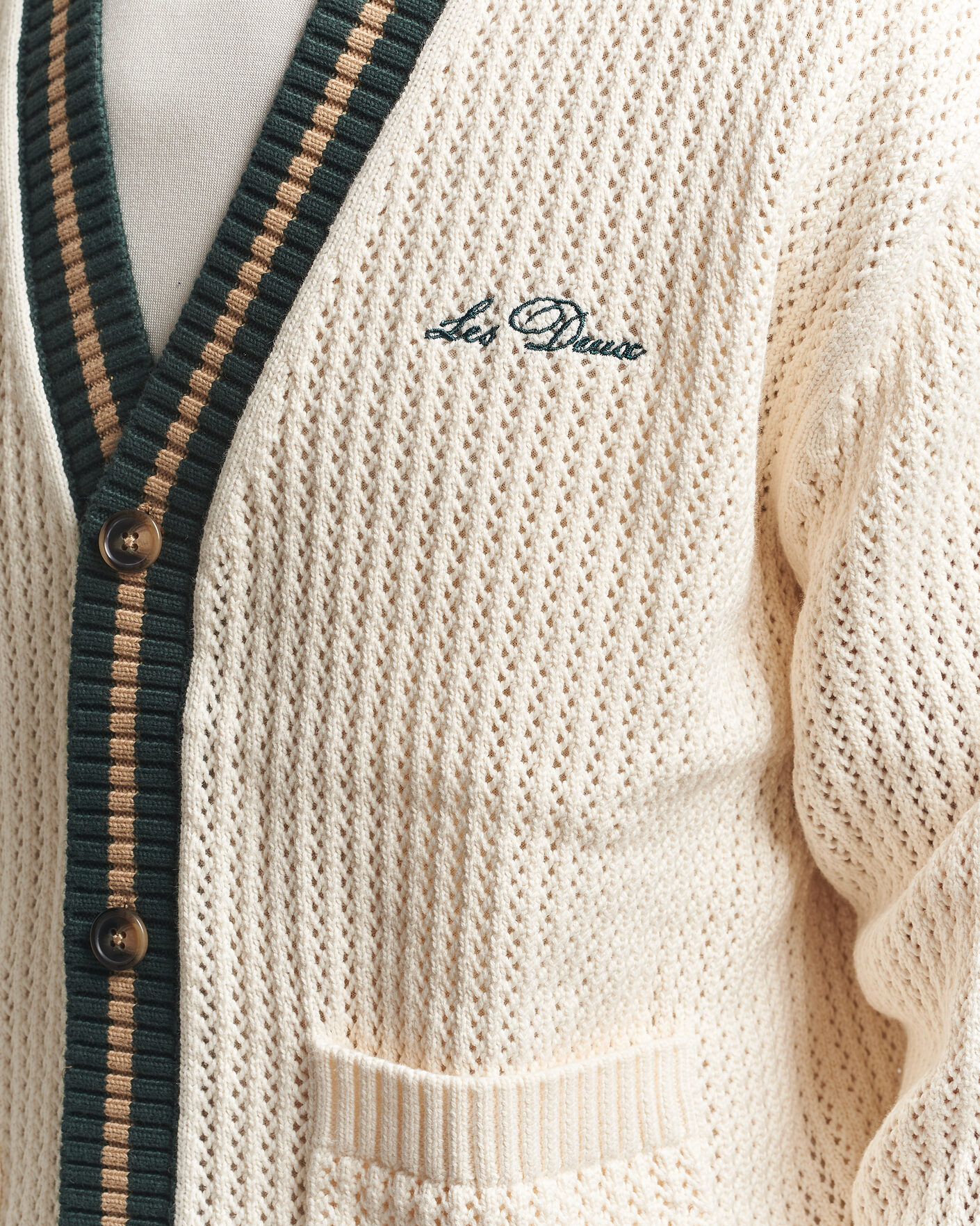 Herren | Pullover | LES DEUX | Lace Knitted Cardigan Eggnog White