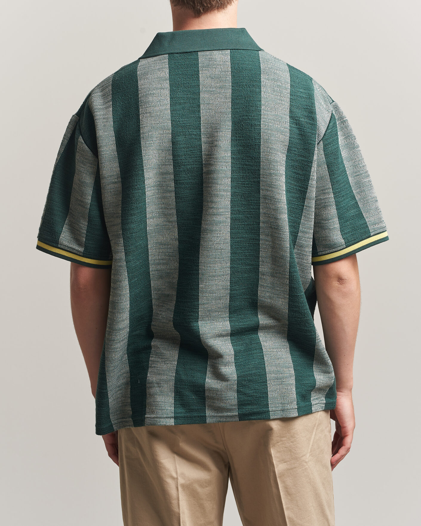 Herren | Poloshirts | LES DEUX | Stripe Jacquard Football Jersey Pine Green