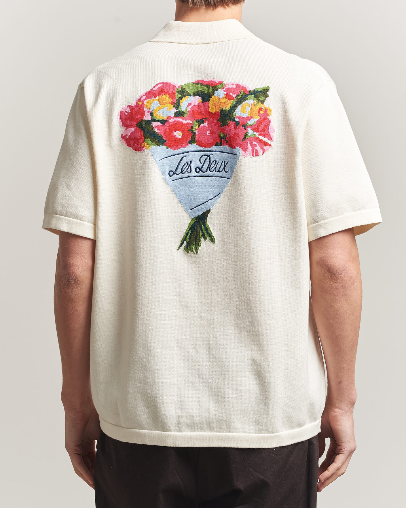 Herren | Hemden | LES DEUX | Bouquet Knitted Short Sleeve Shirt Eggnog White