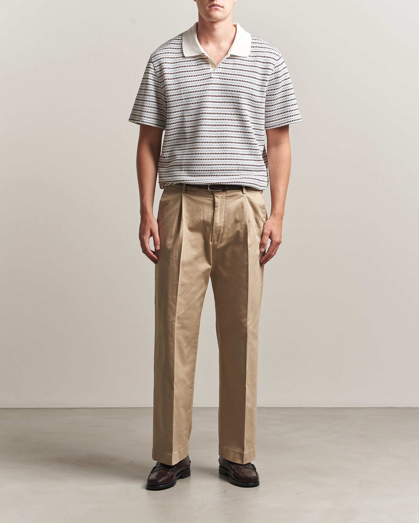 Herren | Poloshirts | LES DEUX | Knitted Stripe Polo Eggnog White