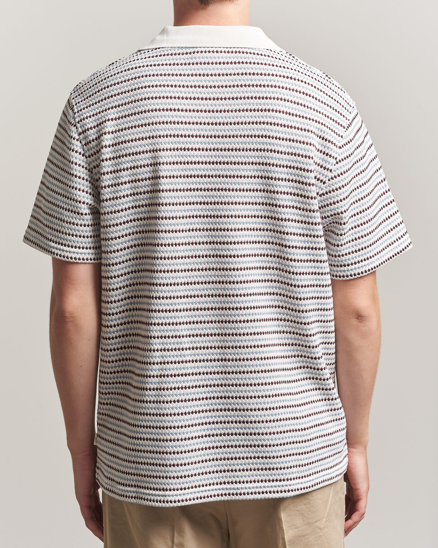 Herren | Poloshirts | LES DEUX | Knitted Stripe Polo Eggnog White