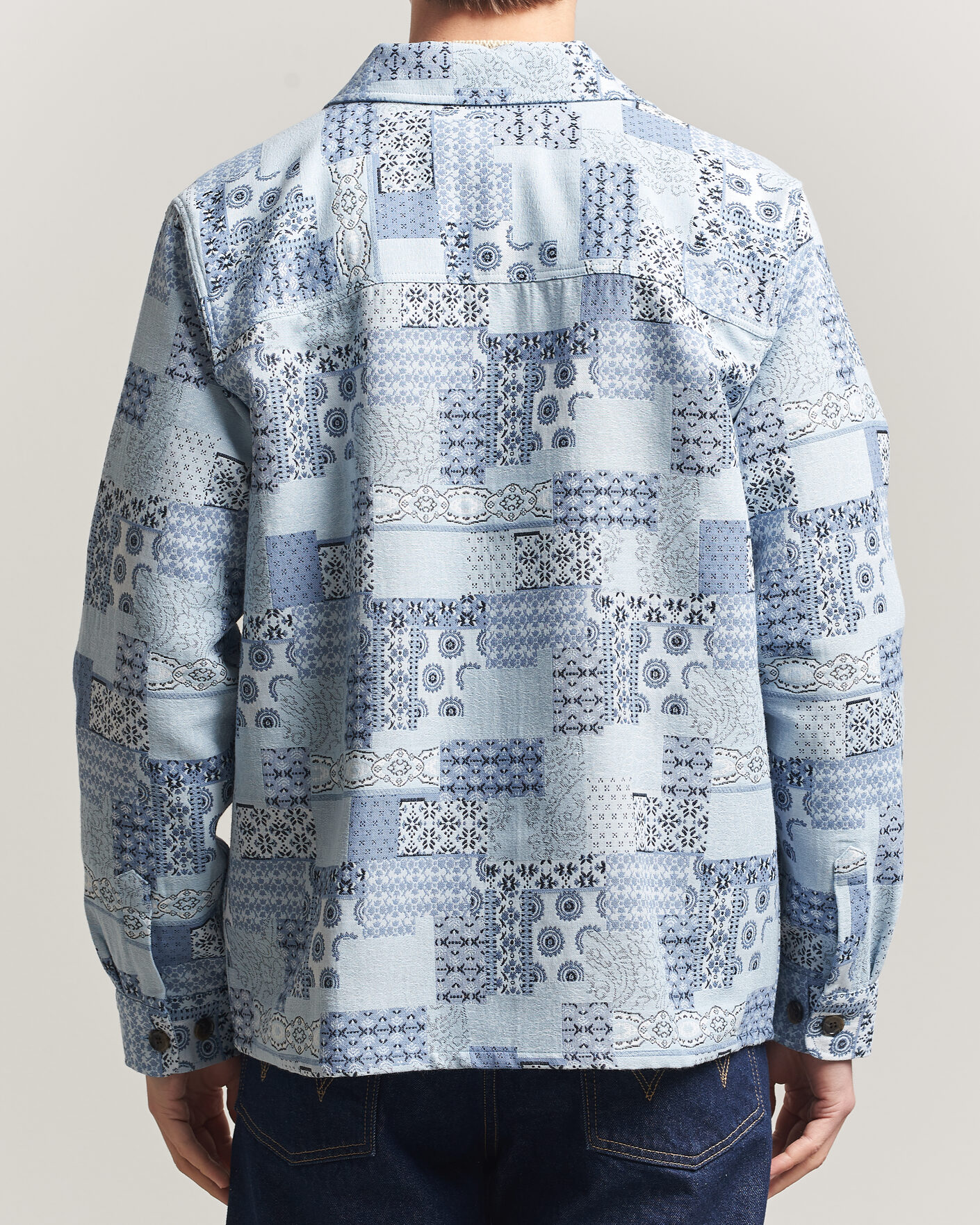 Herren | Hemden | LES DEUX | Patchwork Jacquard Overshirt Skyway Blue