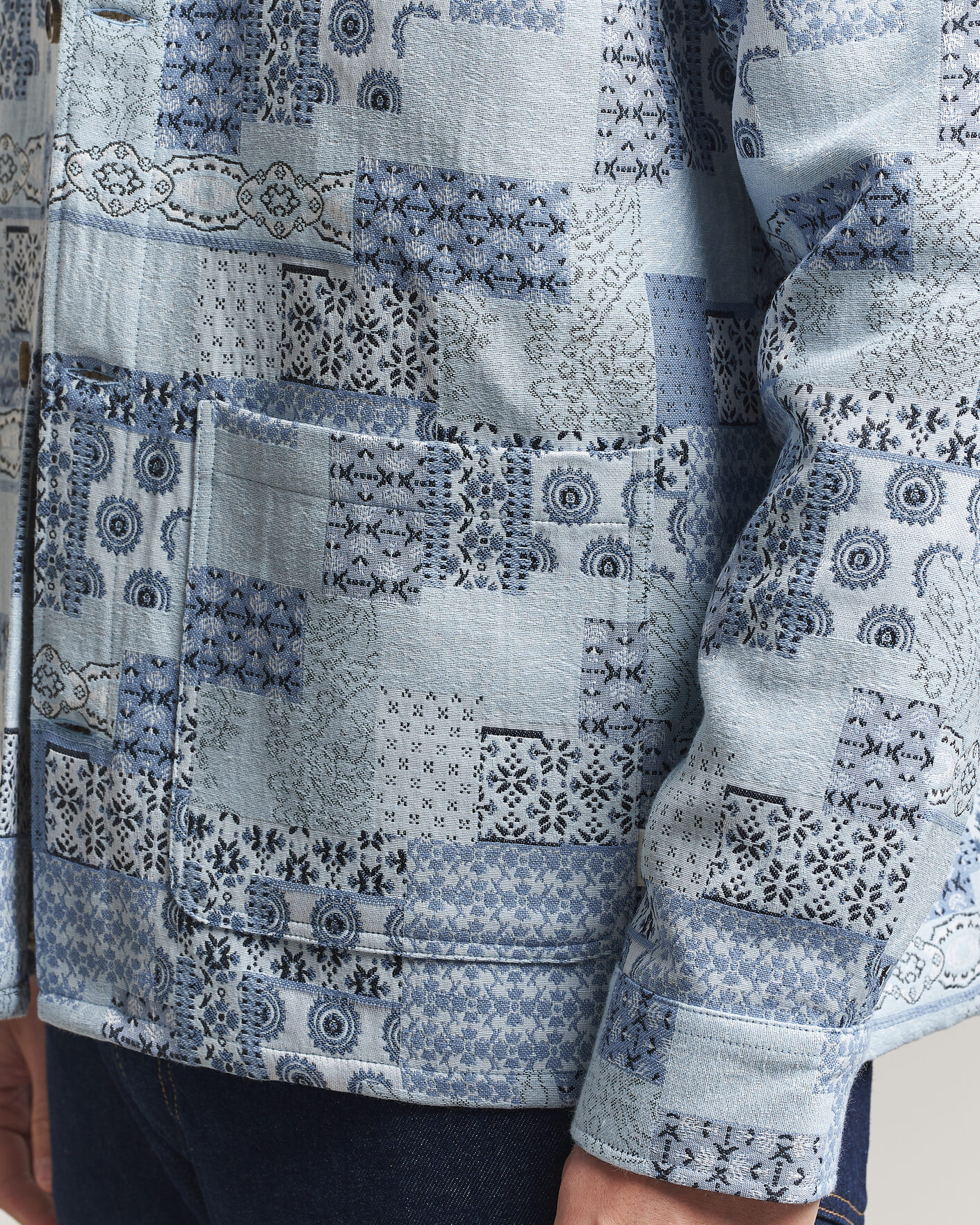 Herren | Hemden | LES DEUX | Patchwork Jacquard Overshirt Skyway Blue