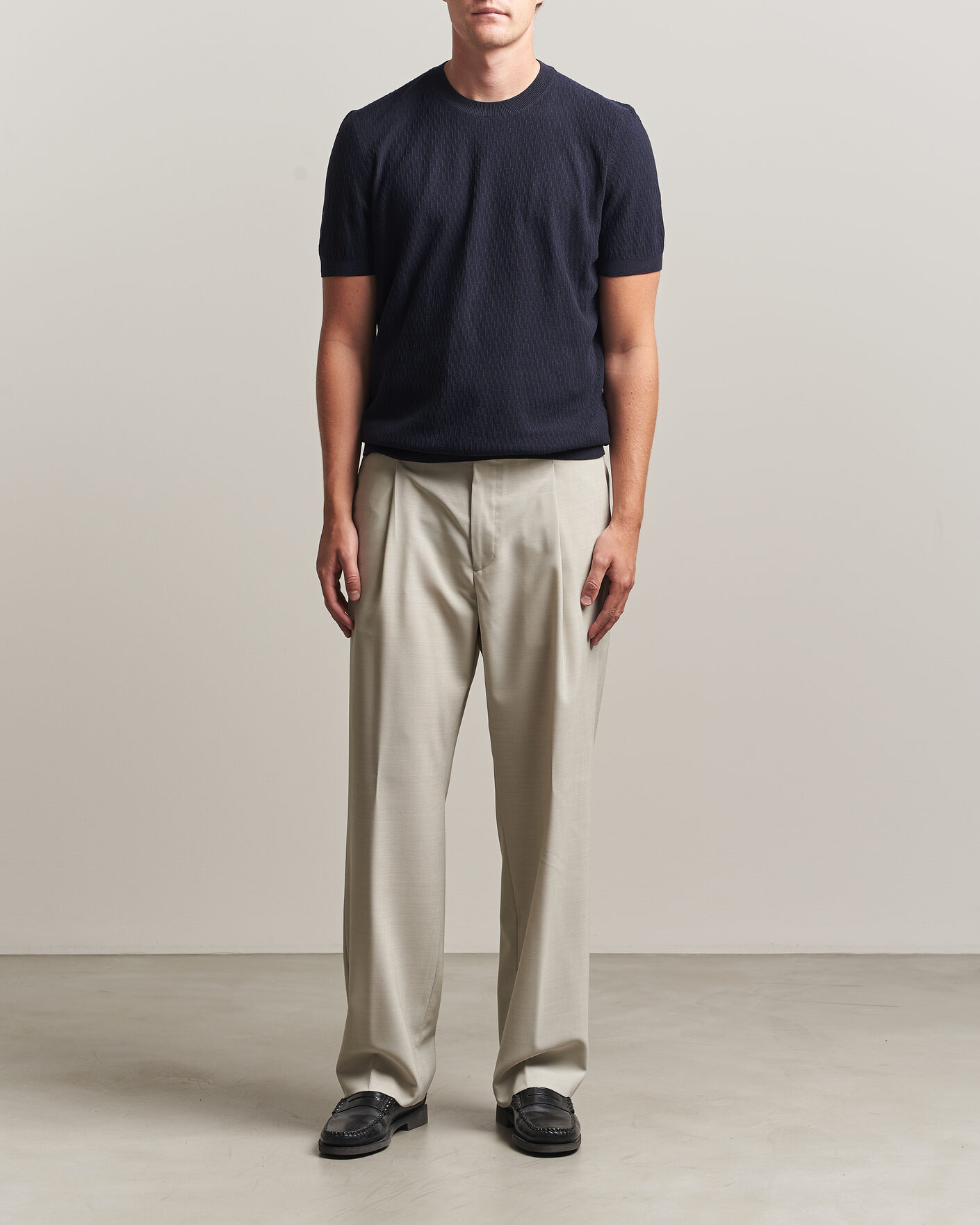 Herren | Hosen | BOSS BLACK | Pat Pleated Wool Trousers Light Beige